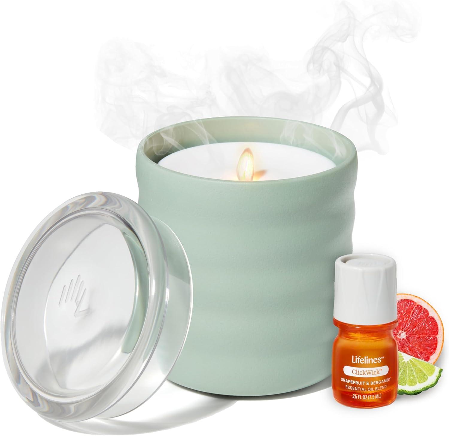 Green Flameless Candle Diffuser with Essential Oil