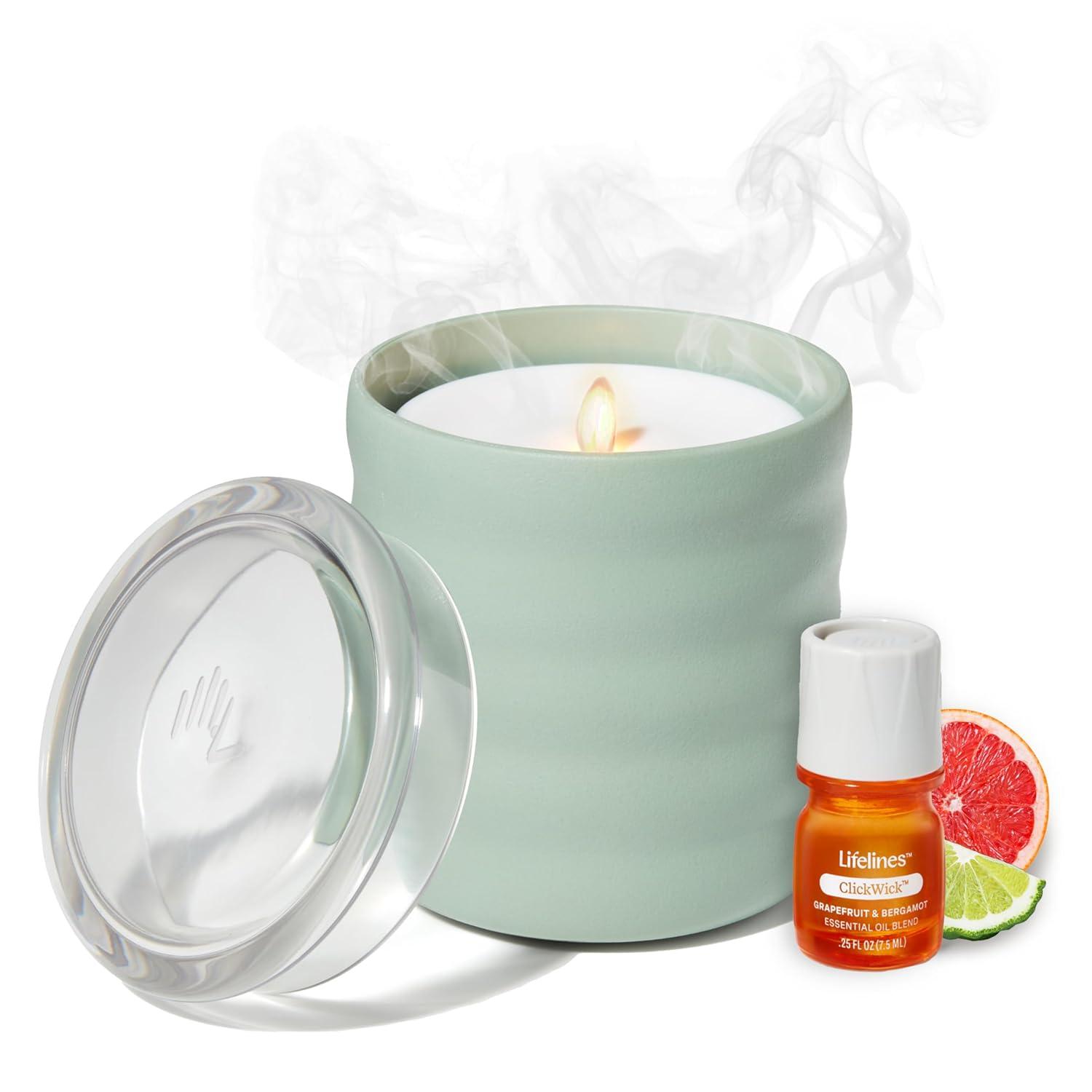 Fashion Finesse Flameless Candle Aromatherapy Essential Oil Diffuser With Essential Oil Blend - Cordless & Diffuser For Home - Scented Electric Candles Blow Out Flame