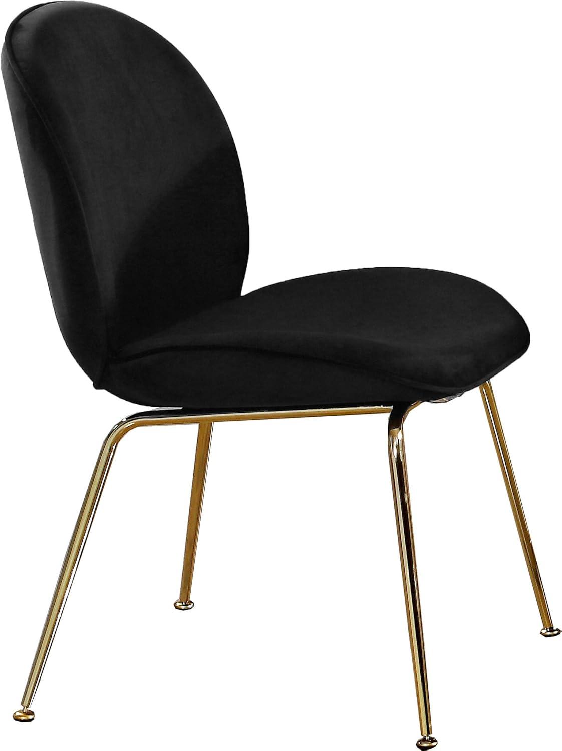 Parisian Noir Velvet Upholstered Dining Chair with Gold Metal Legs