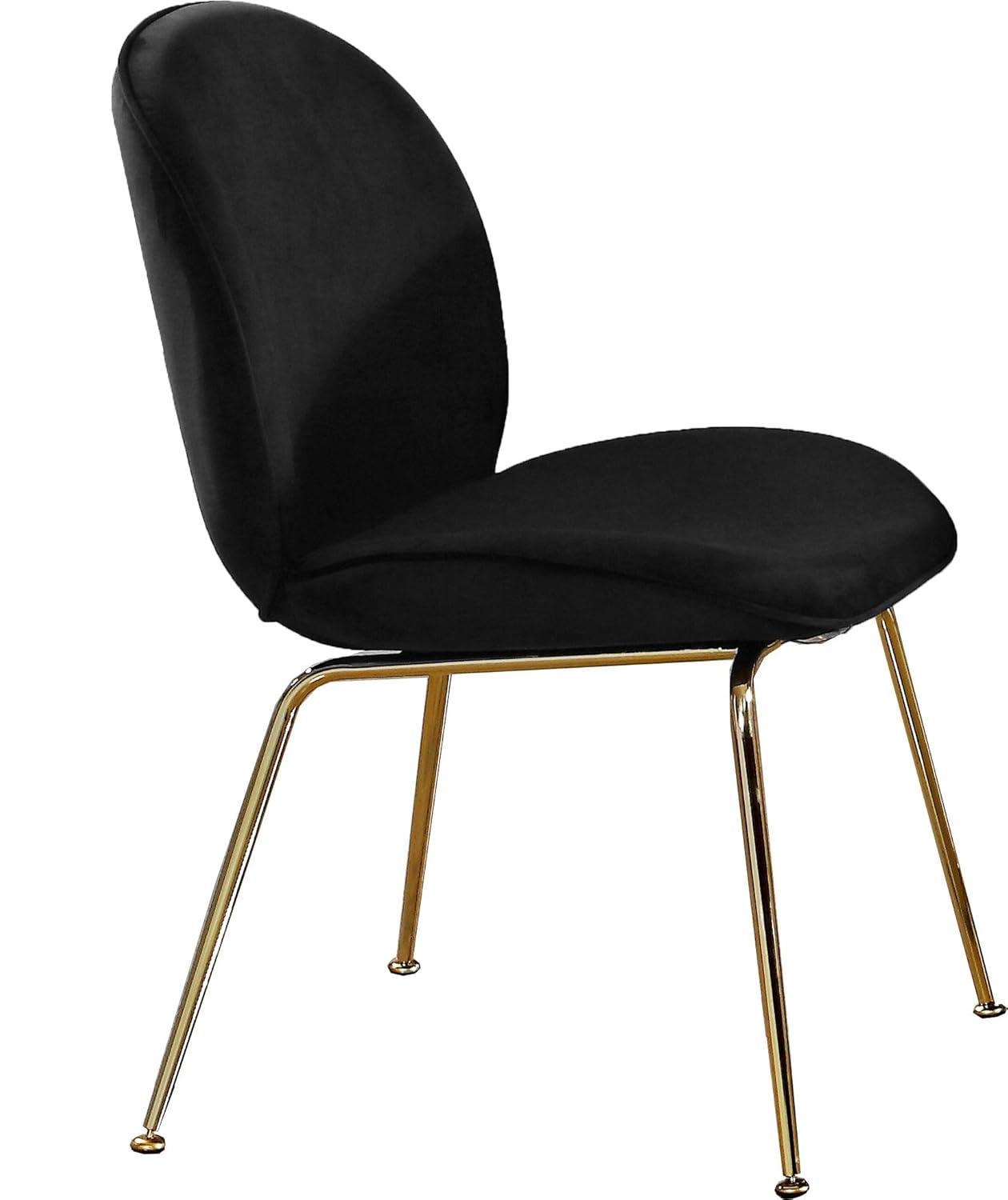 Homestock Mediterranean Magic Black Velvet Dining Chair, Set of 2