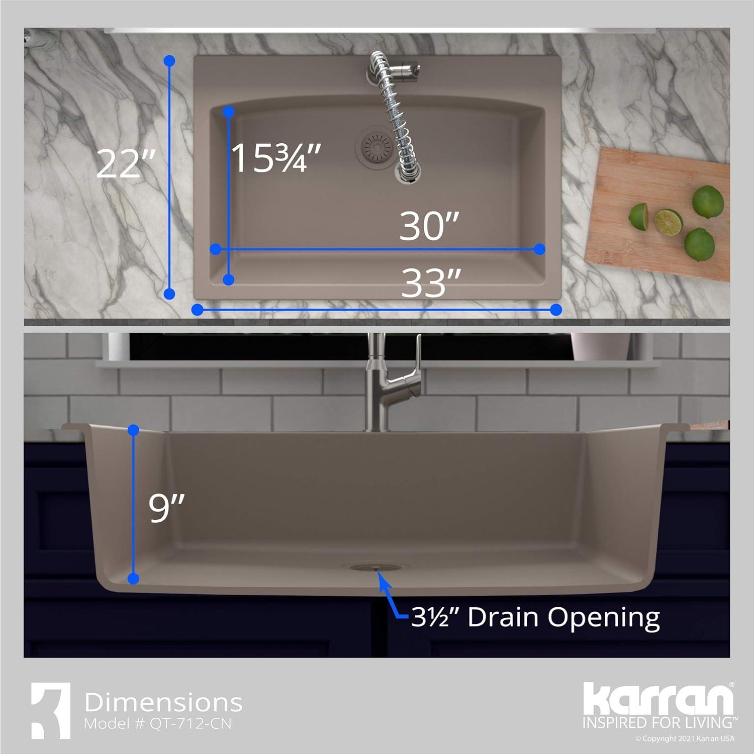 Karran Karran Drop-in Quartz Composite 33'' X 22'' 1-Hole Single Bowl Kitchen Sink QT-712-CN