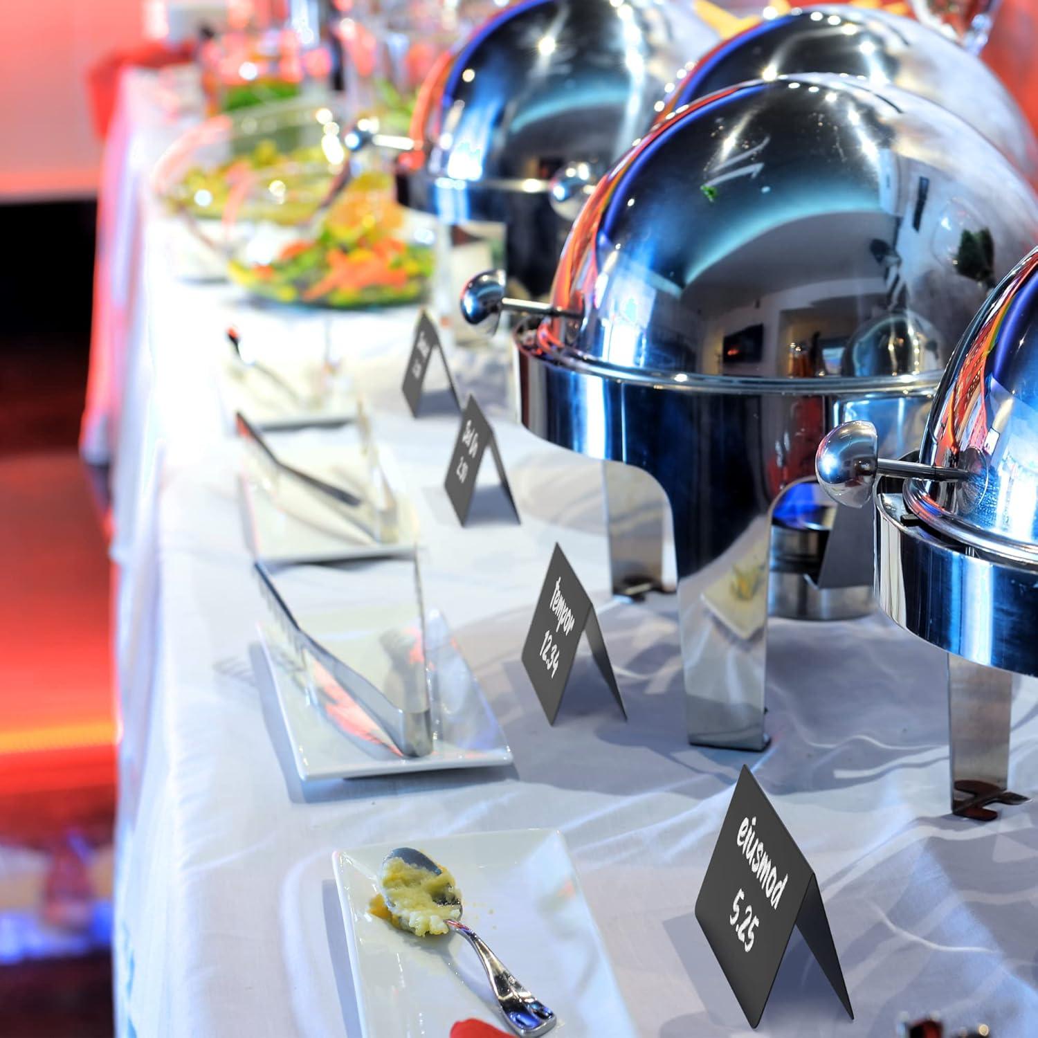 10 Pack Mini Chalkboard Table Tent Signs 4x3 – Reusable Food Labels for Buffet Party & Wedding – Plastic Display Chalk Board Tags for Catering & Event Displays