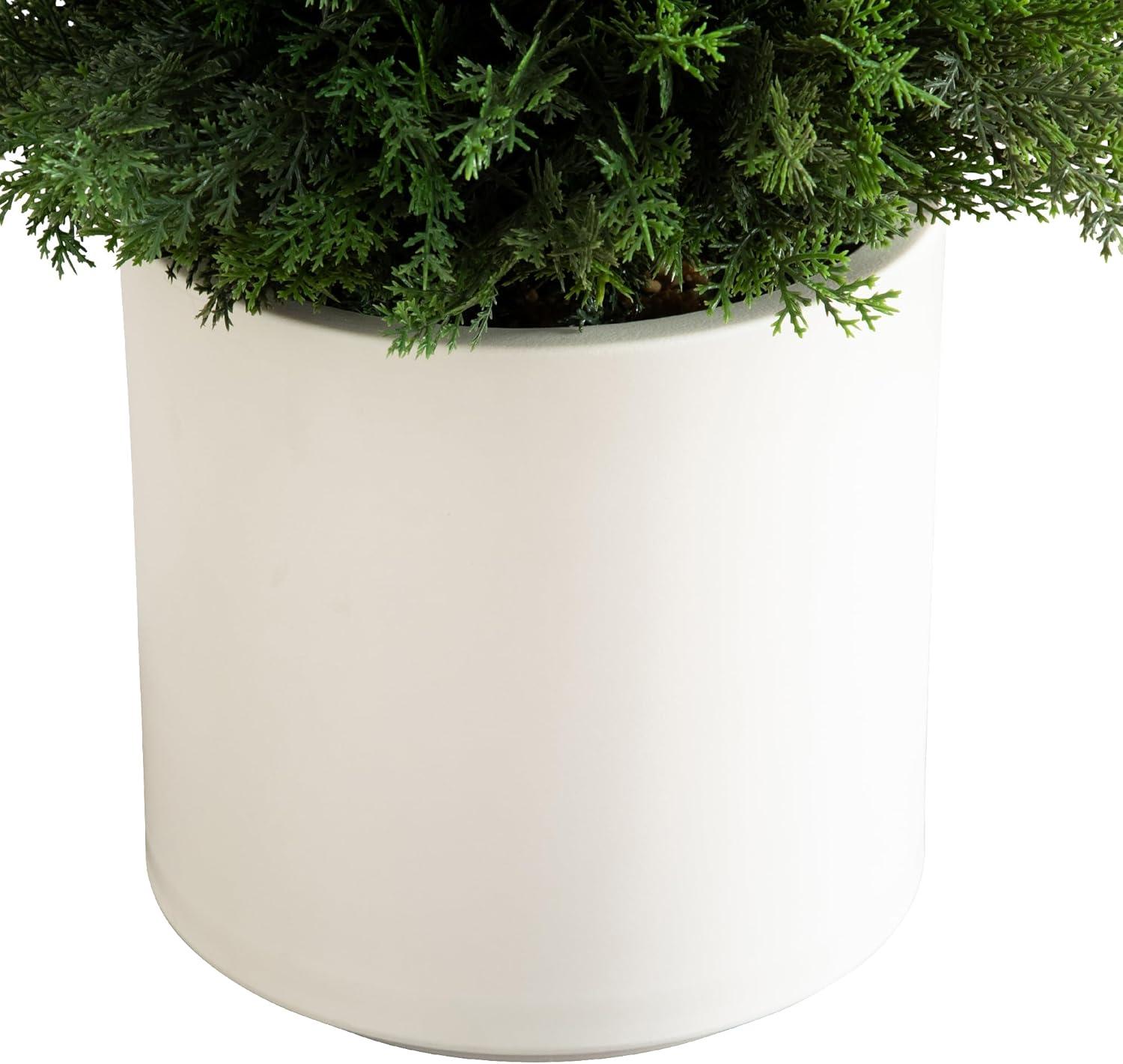 Nearly Natural 3-ft Artificial Cedar Tree in White Planter UV Resistant (Indoor/Outdoor)