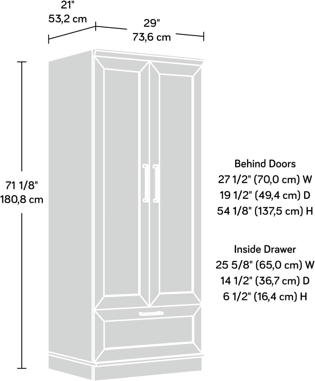 Homeplus Wardrobe Soft White - Sauder: MDF Construction, 2-Door Armoire Dresser with Drawers & Metal Hardware