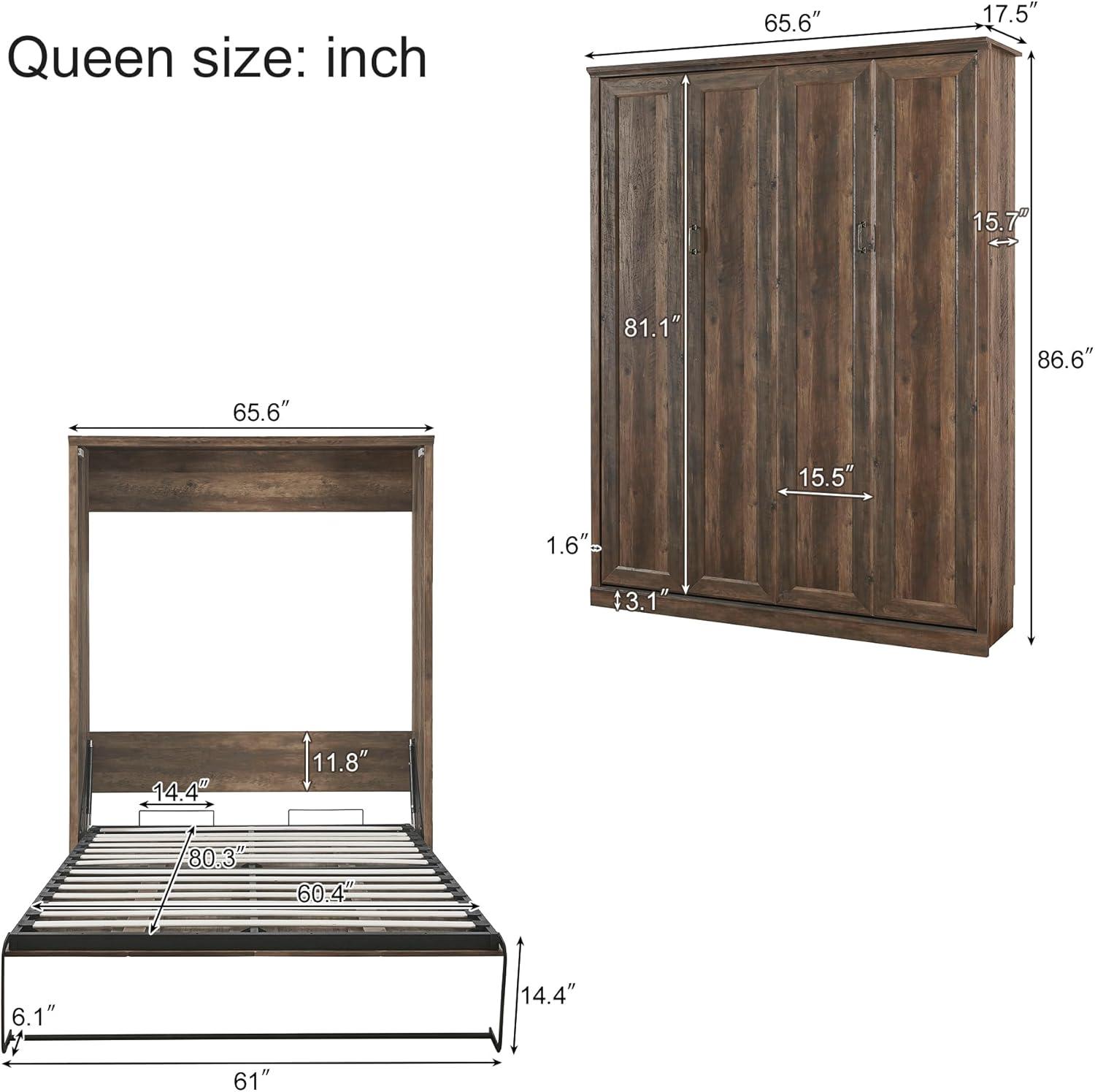 GROUPES Half Self-Close And Open Murphy Bed Cabinet Space-Saving Bed  Perfect For Guest Room, For Bed Room, Guest Room, Home Office