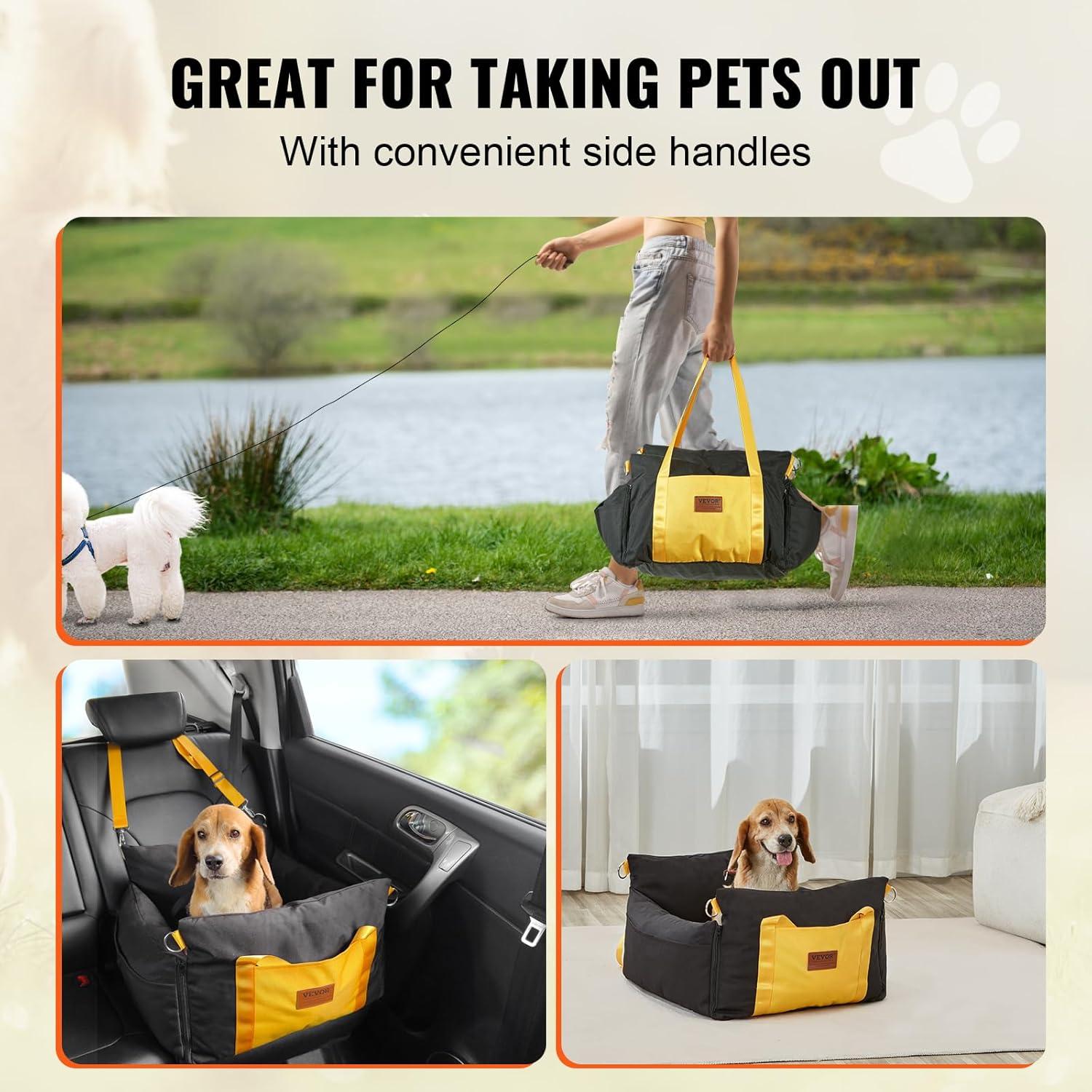 Black Soft-Sided Dog Carrier with Safety Leash and Pocket