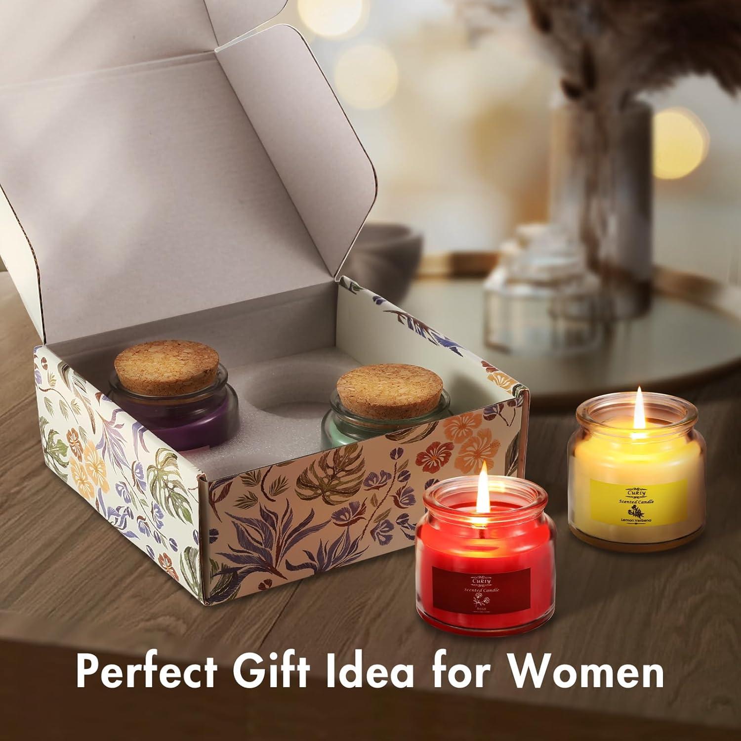 Scented Candles, Cukiy Jar Candle Classic Scent 4 Pack, Exquisite Colorful Smoke-Free Fragrant Aromatherapy Gift Set