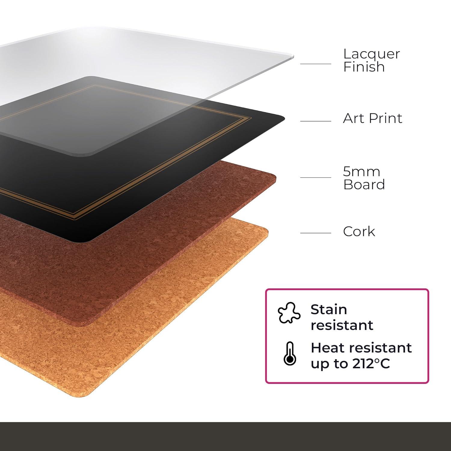 Pimpernel Wooden White Christmas Placemats (Set of 4), Cork-Backed, Heat-Resistant Table Mats, (15.7" x 11.7"), Festive Snowy Tree Design