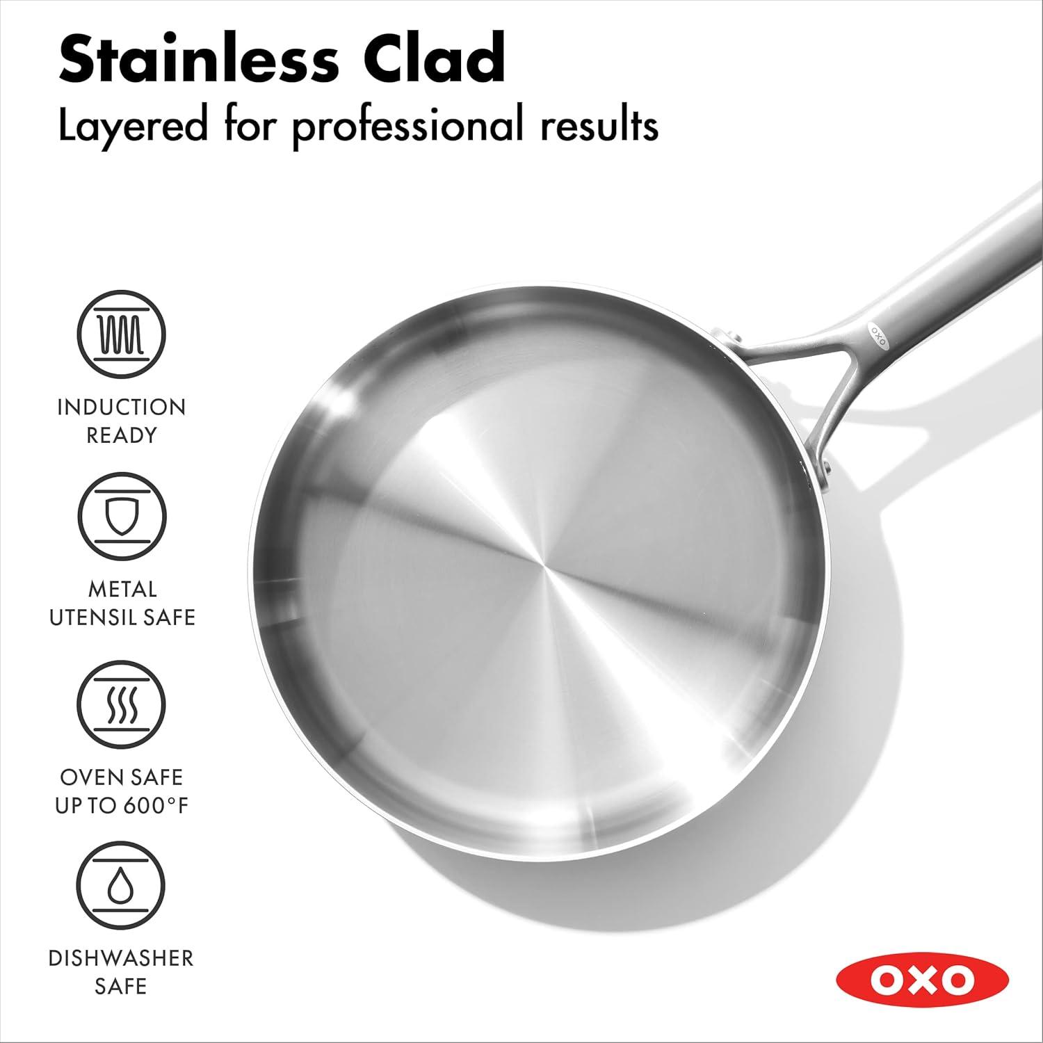 OXO Mira Tri-Ply Stainless Steel 3.25 Qt Sauté Pan with Lid