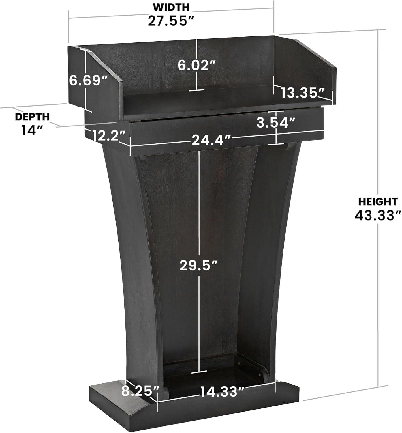 Black Woodgrain Business Lectern with Drawer