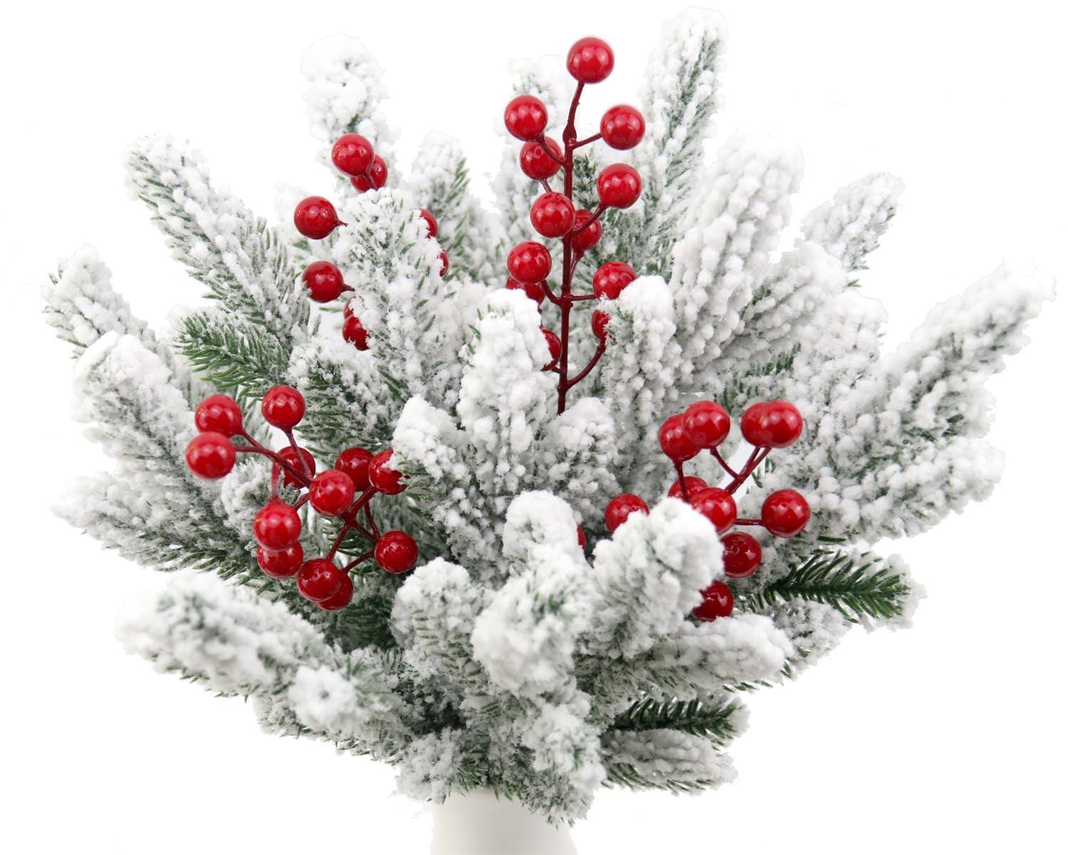 Holzlrgus Red Berries,30 Pack Artificial Red Berry Stems for Christmas Tree Decorations, Crafts, Holiday and Home Decor,10.2 Inch