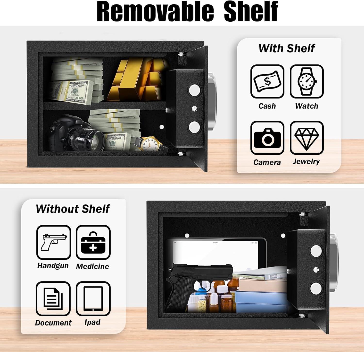 [ 1.2 Cu.ft. ]PATRON Safe Box with Key,Digital Security Home Safe,Cabinet Safes for Money Cash Documents,Wall Safes with Electronic Keypad,Removable Shelf for Office Hotel House Business,1.2 Cu.ft.