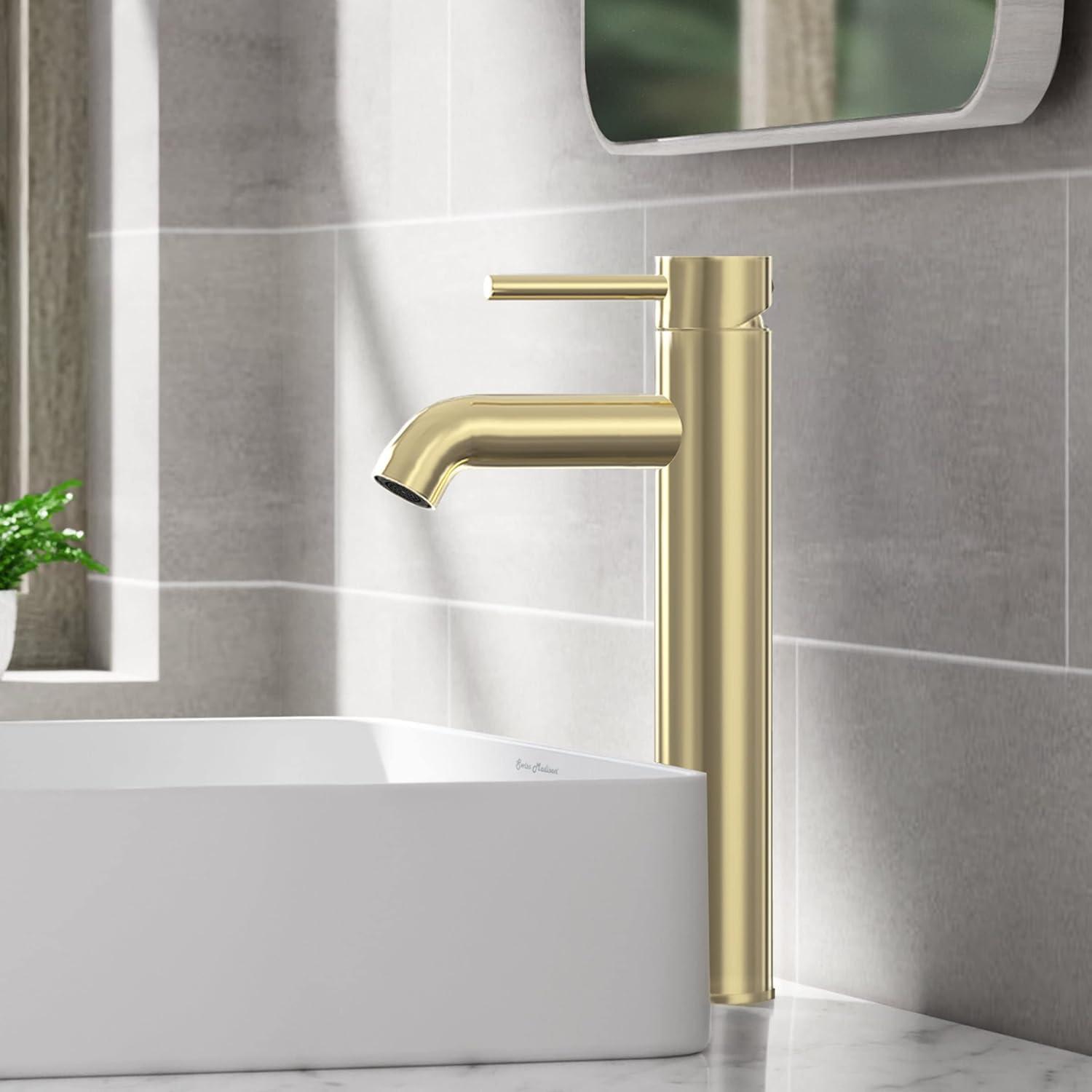 Ivy Brushed Gold Single-Handle High Arc Bathroom Faucet