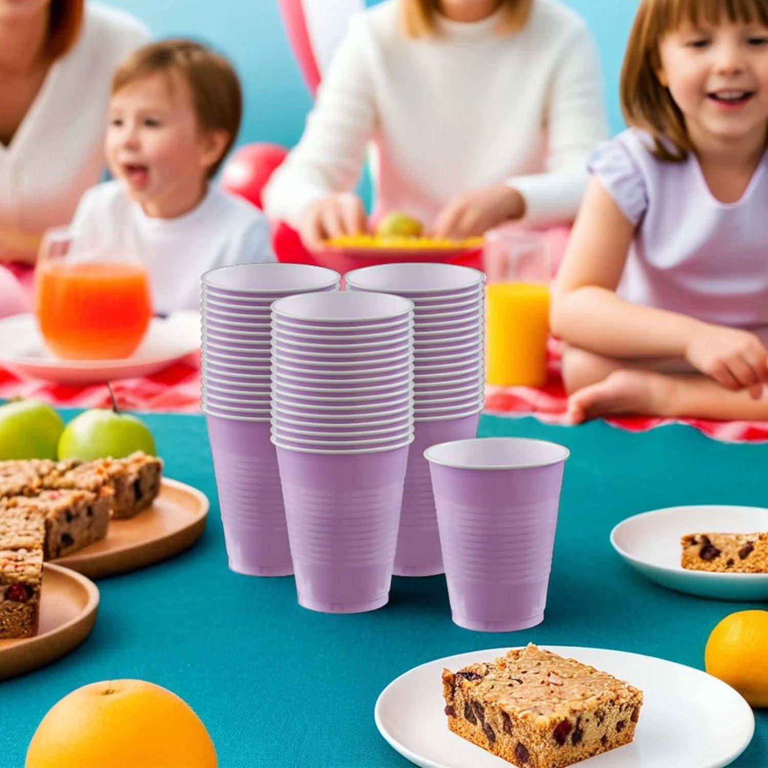 Amscan Disposable Plastic Cups -18 oz, 50 Ct, Lavender