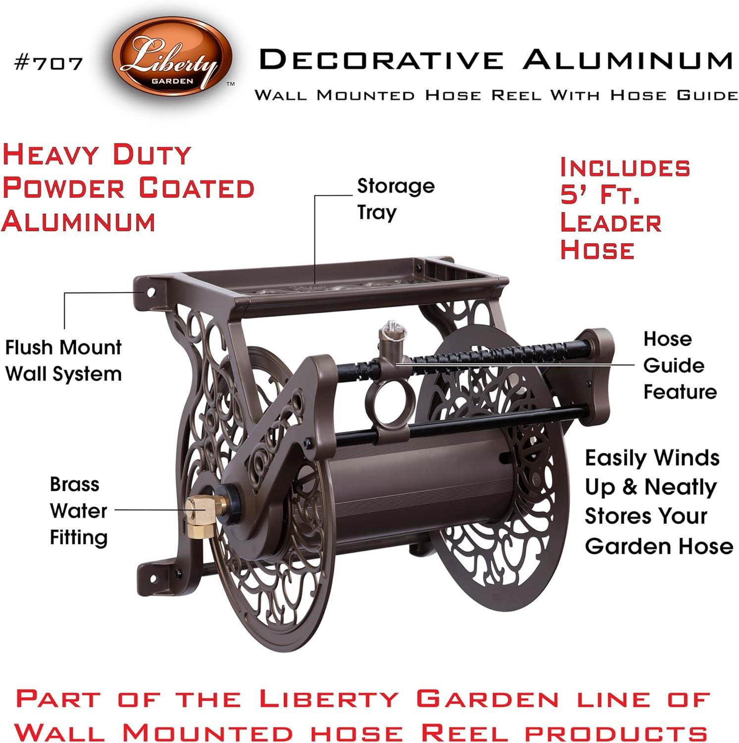 Bronze Aluminum Decorative Wall Mount Garden Hose Reel