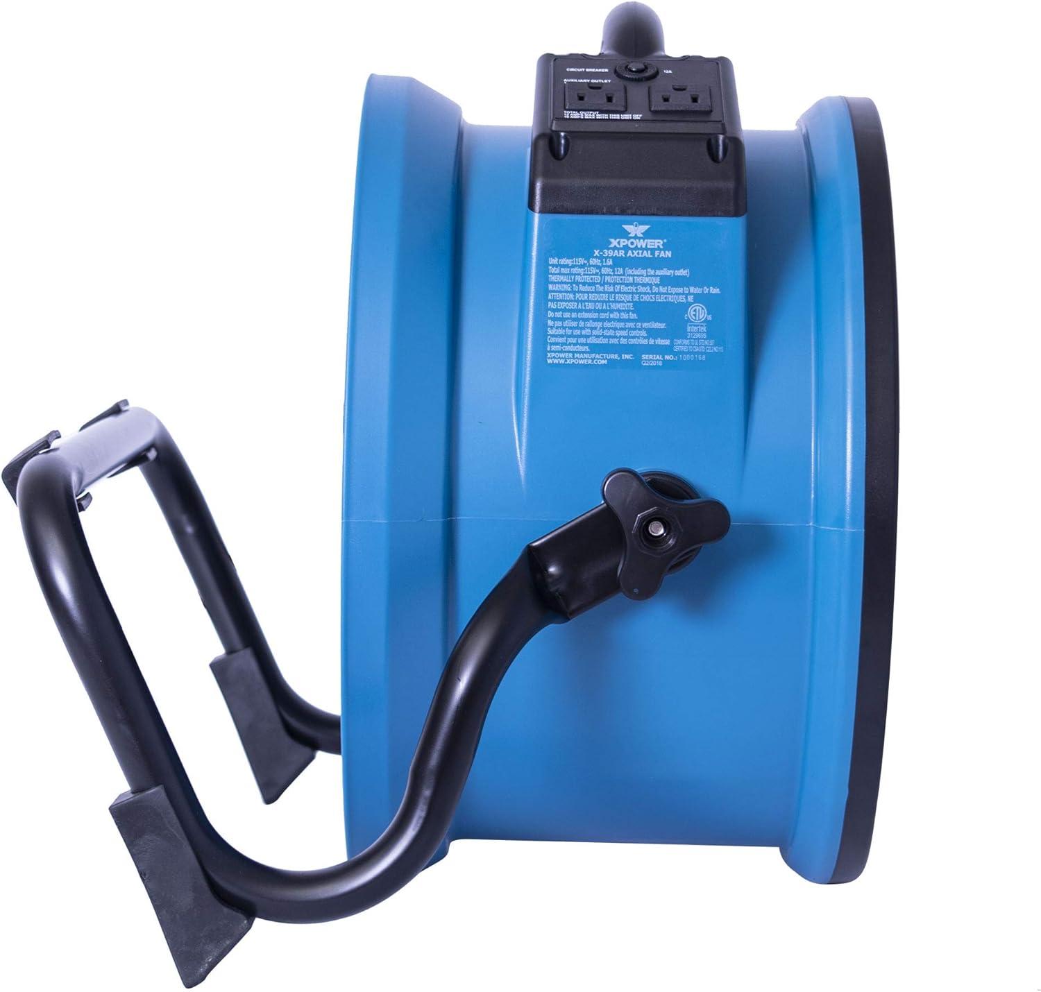 XPOWER Blue Industrial Axial Air Mover Blower Fan with Variable Speed Control