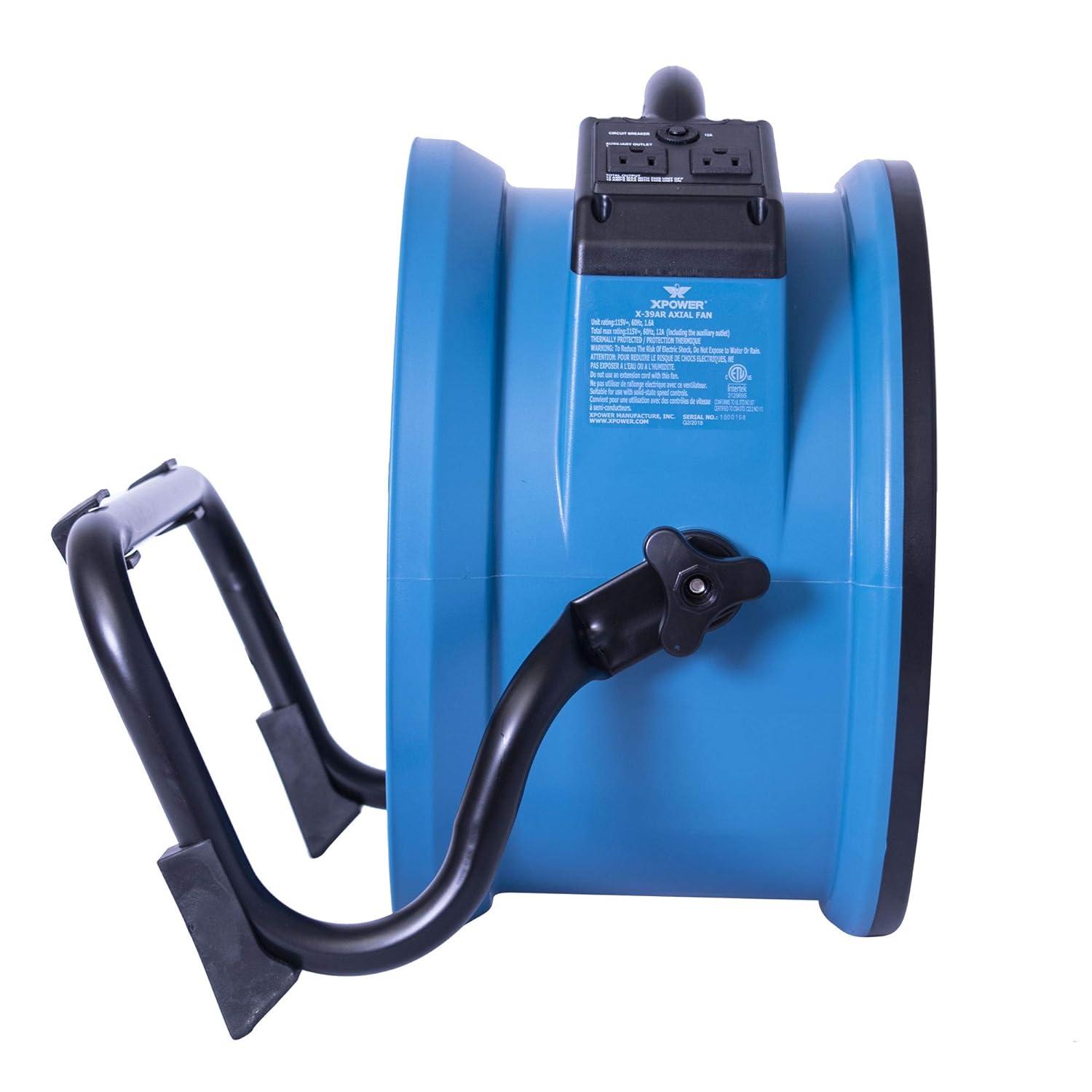 XPOWER Blue Industrial Axial Air Mover Blower Fan with Variable Speed Control