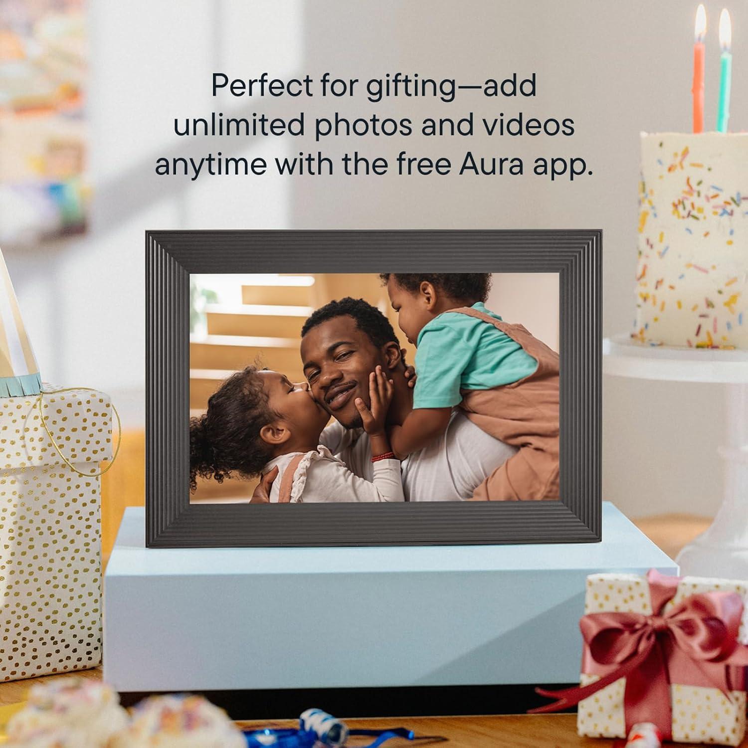 Carver by Aura Frames 10.1" HD Wi-Fi Digital Picture Frame with Free Unlimited Storage - Gravel