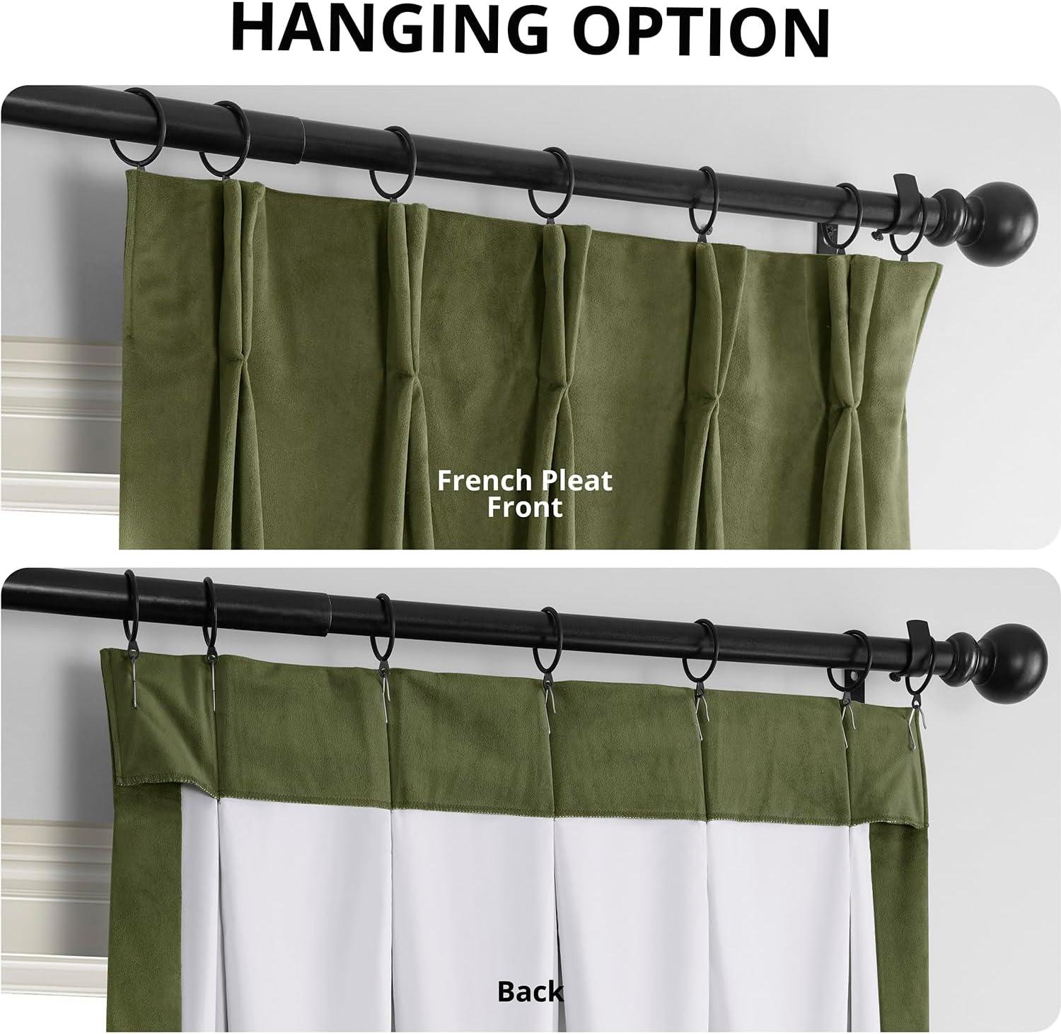 Exclusive Fabrics  Signature Pleated Blackout Velvet Curtain (1 Panel) Hunter Green 25 X 84 84 Inches