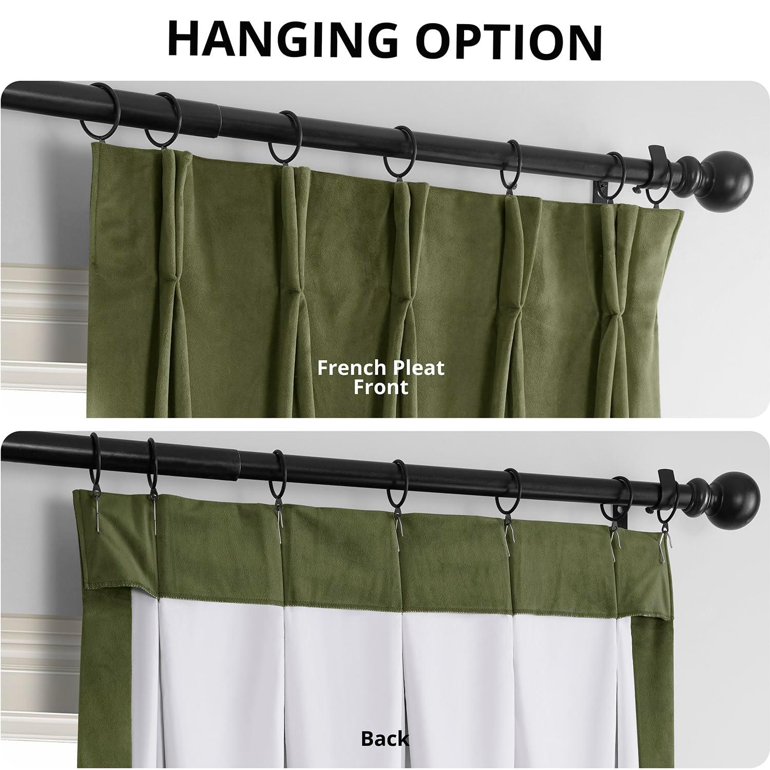 Exclusive Fabrics  Signature Pleated Blackout Velvet Curtain (1 Panel) Hunter Green 25 X 84 84 Inches