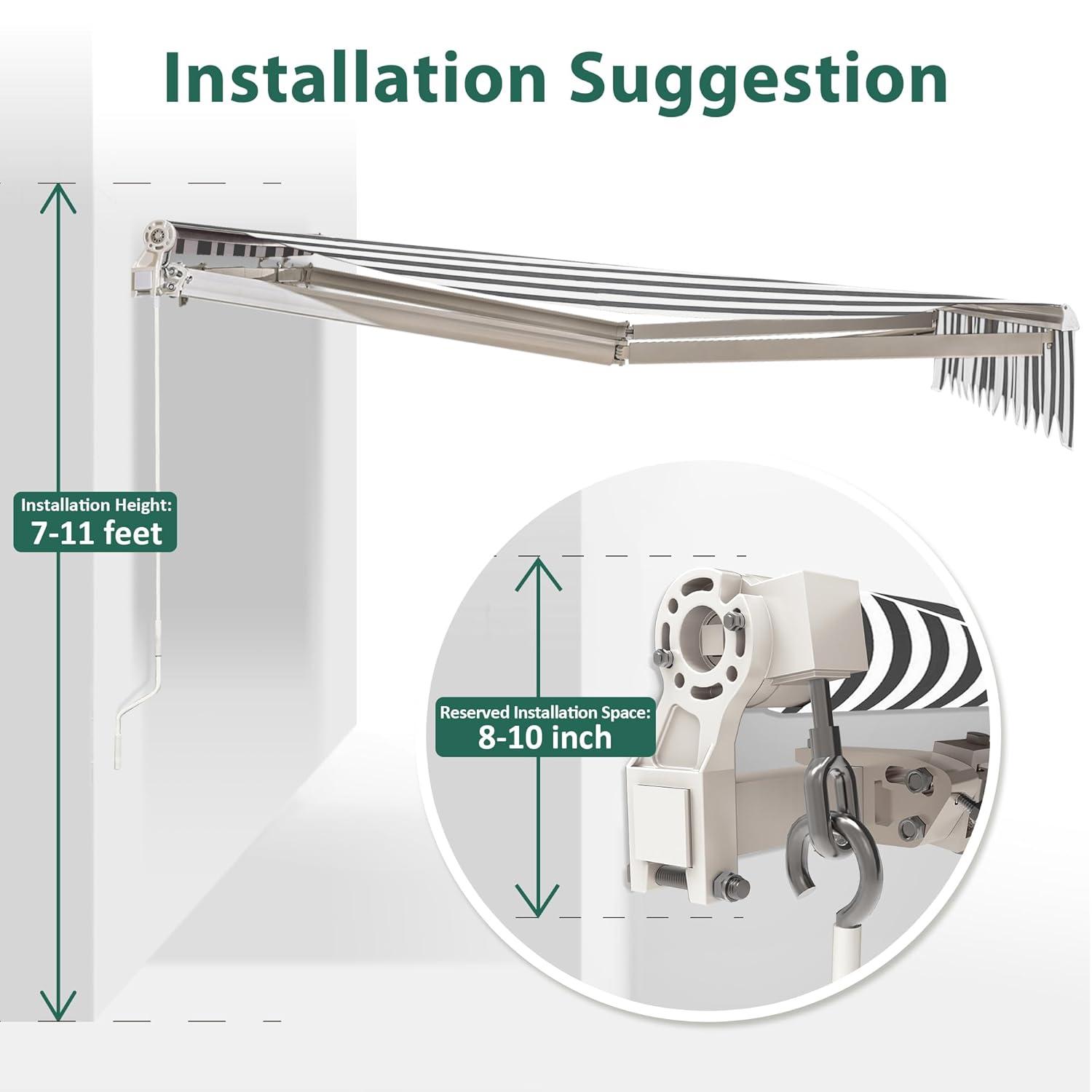 MCombo Manual Retractable Patio Door/Window Awning, Sunshade Shelter Outdoor Canopy