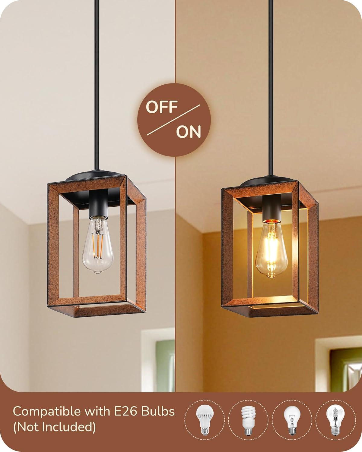 EDISHINE Single Farmhouse Pendant Lighting for Kitchen Island, Dining Room Hanging Light Fixtures with Adjustable Pipes