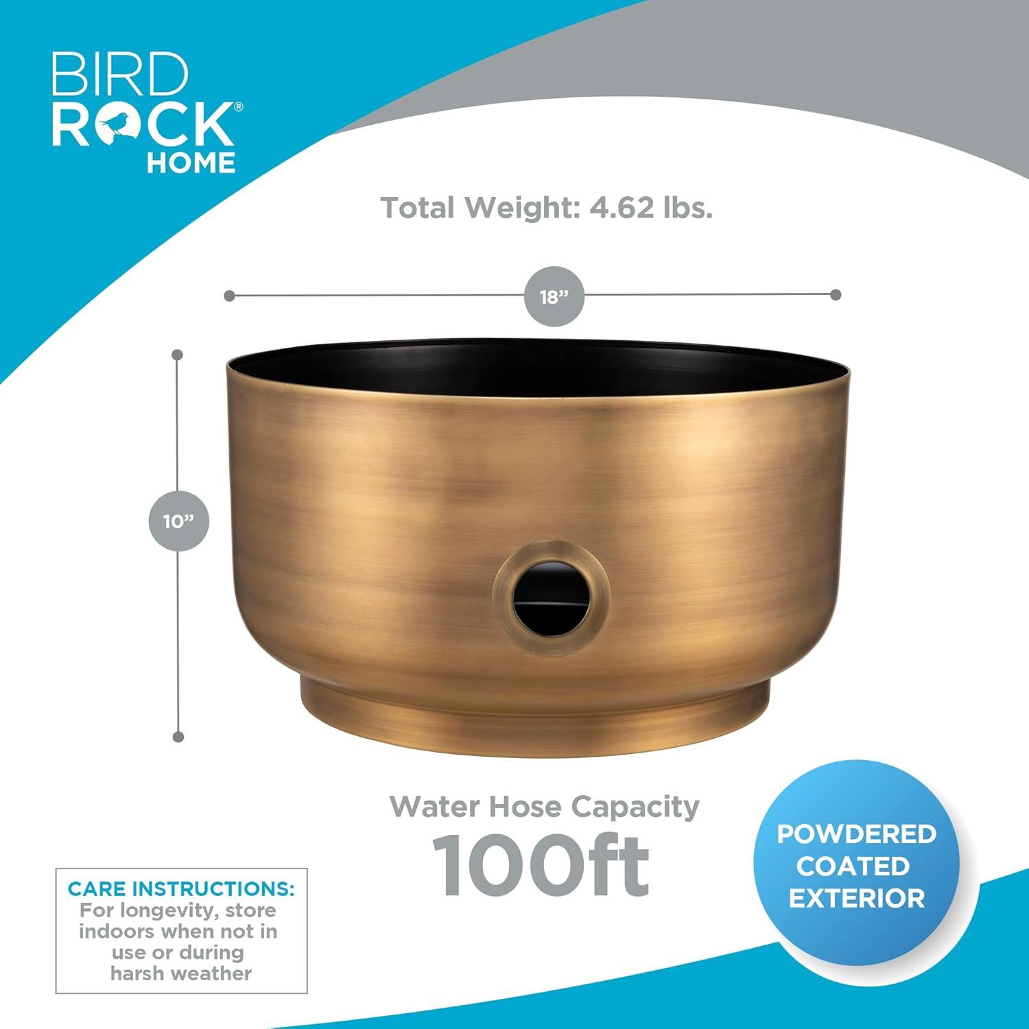 BIRDROCK HOME Decorative Footed Water Hose Holder Pot - Ground Garden Hose Box - Steel - Powdered Coated - Embossed - Steel Metal Hider - Outdoor or Indoor Use (Antique Bronze)