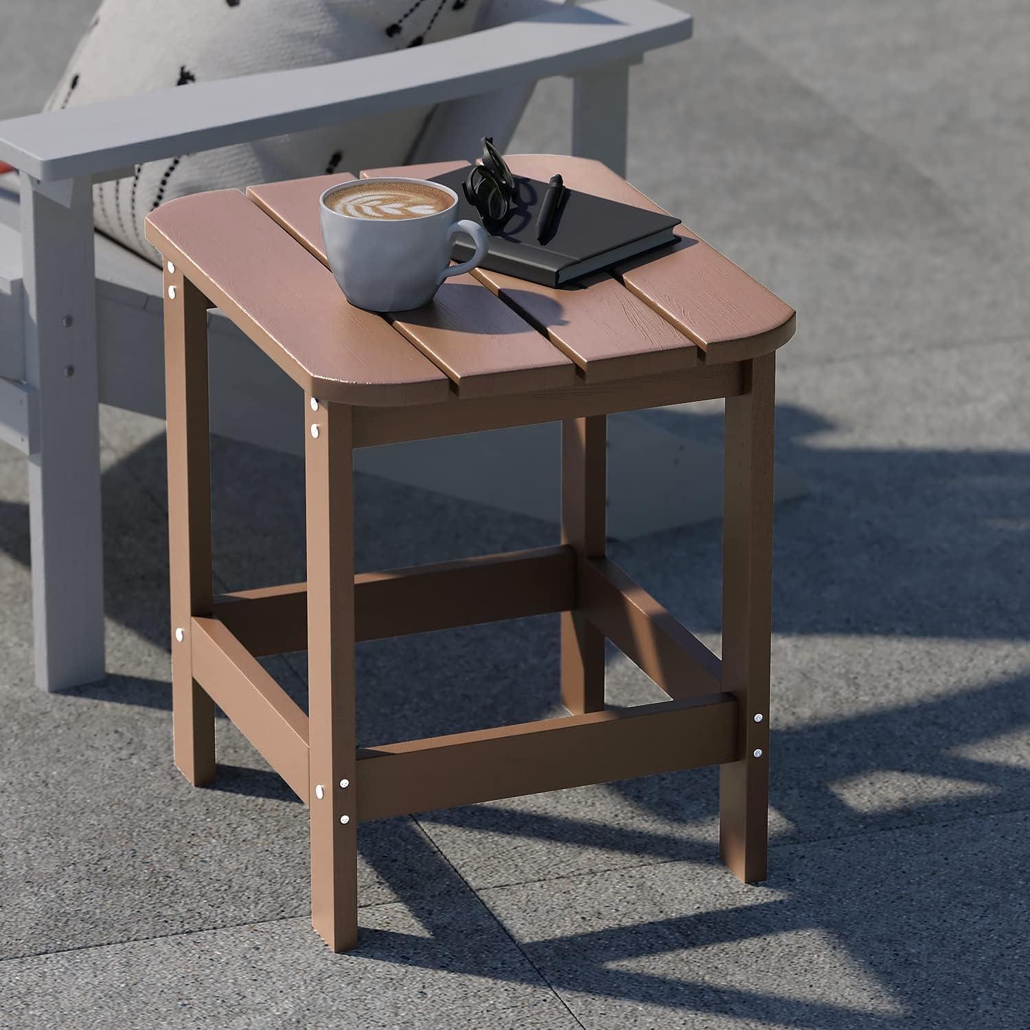 Charlestown Natural Cedar Poly Resin Adirondack Side Table