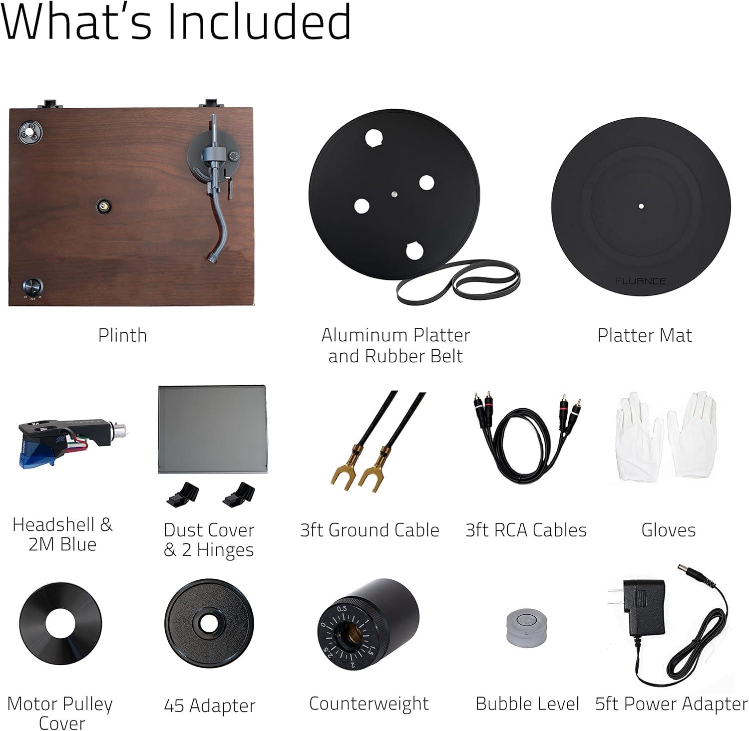 Fluance RT84 Reference High Fidelity Vinyl Turntable Record Player with Ortofon 2M Blue Cartridge & Speed Control Motor - Walnut