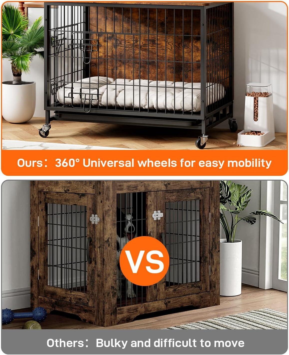 Tucker Murphy Pet™ Dog Crate Furniture, Removable Tray And Wheels