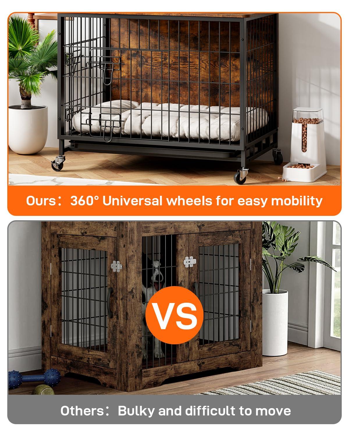 Tucker Murphy Pet™ Dog Crate Furniture, Removable Tray And Wheels