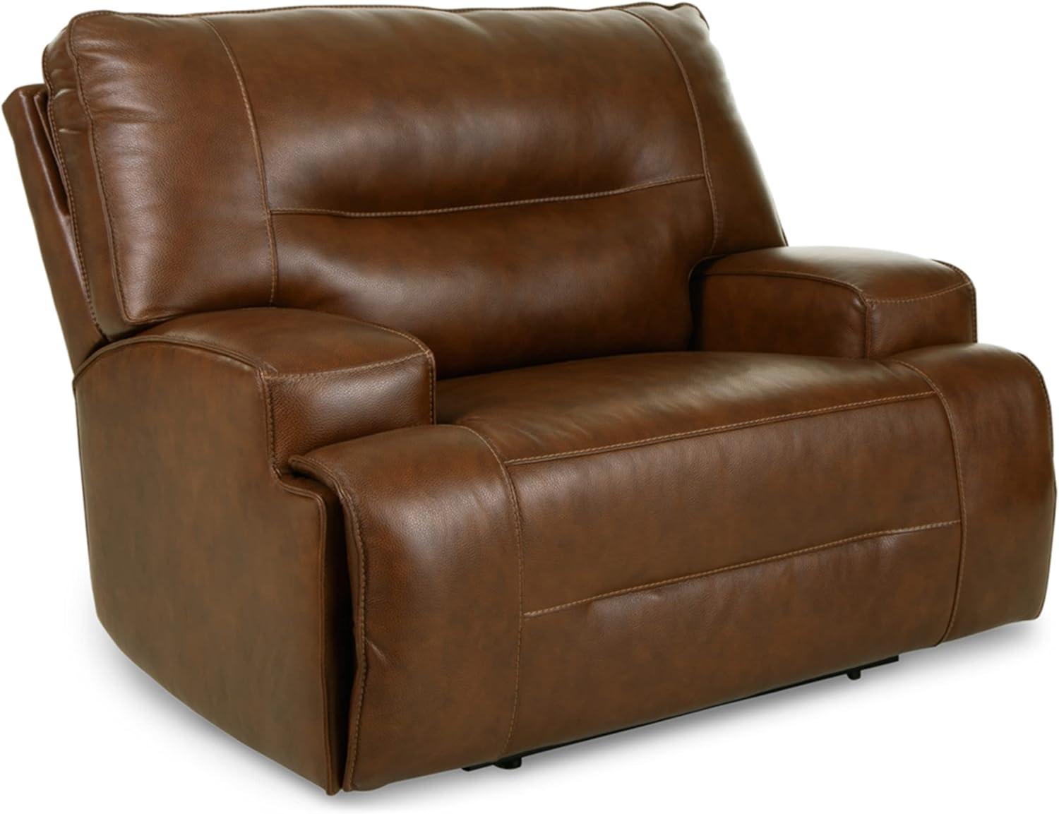 Ashley Furniture Francesca Leather Power Recliner with Headrest in Dark Brown