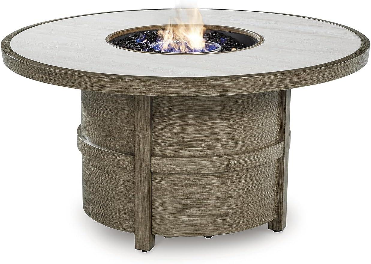 Signature Design by Ashley Rainier Ranch Beige Fire Pit Table