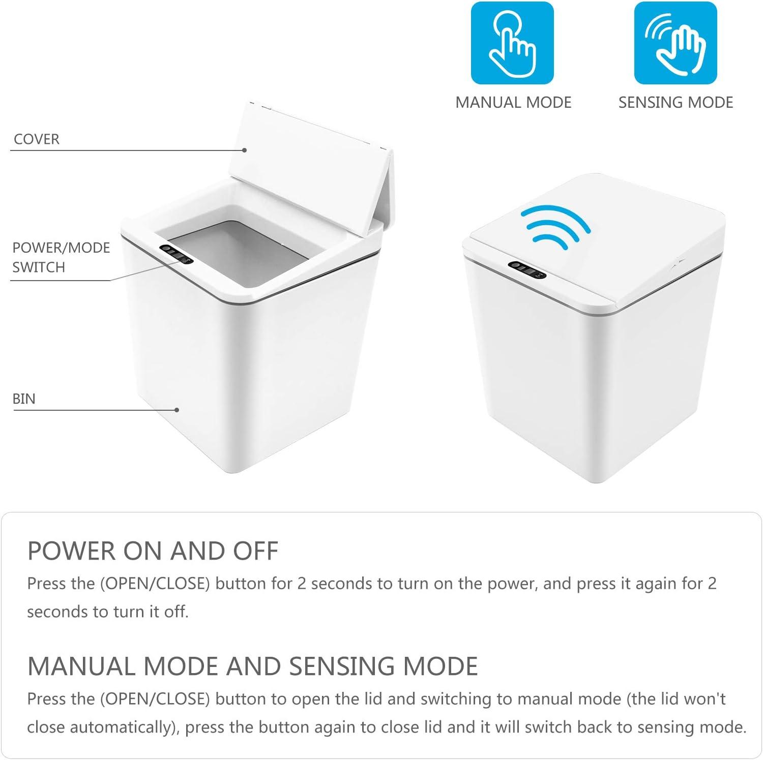 Automatic Small Countertop Trash Can w Rechargeable Battery, Mini Desktop Sensor Can with Lid, Grey-1.5 Gal
