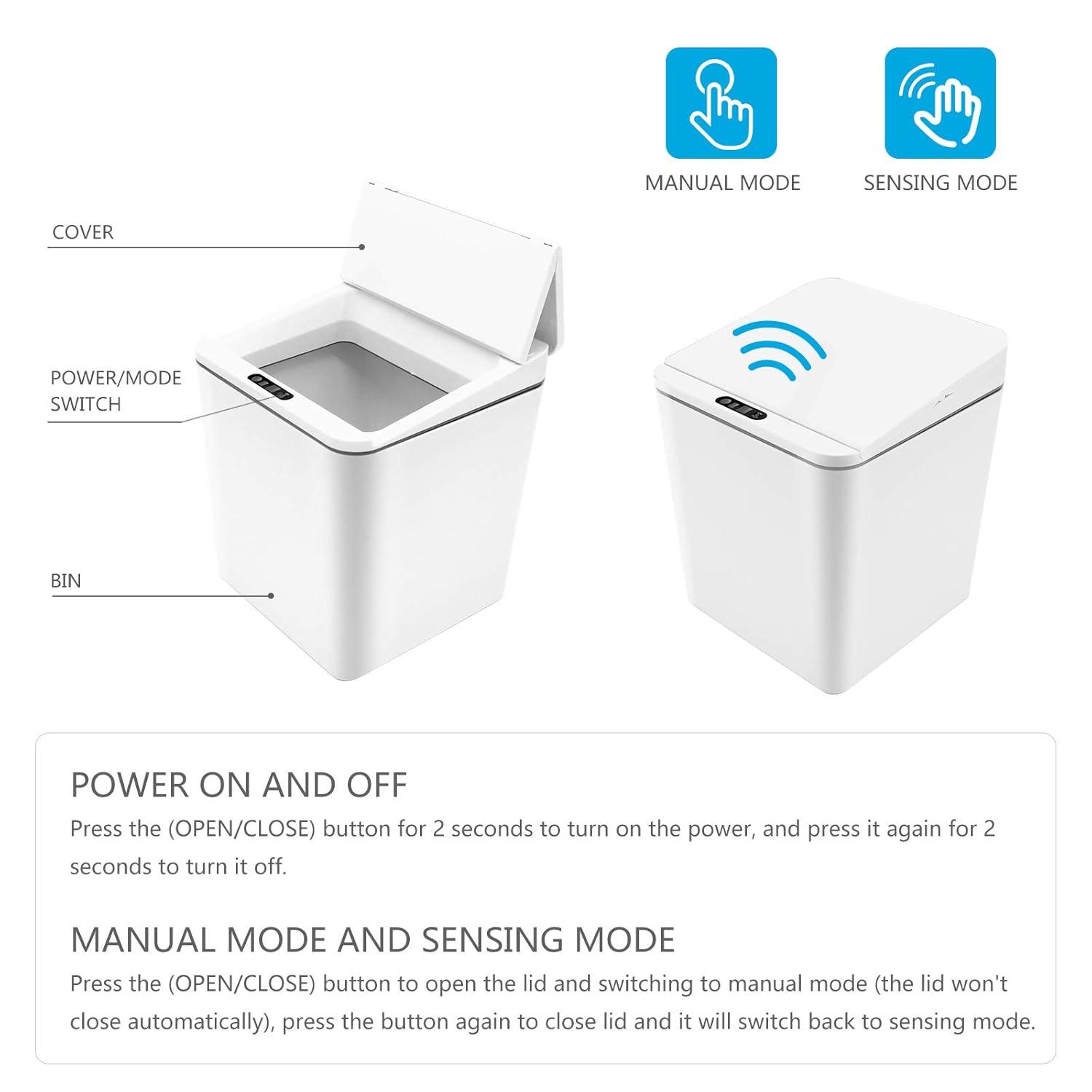 White Plastic Touchless Mini Sensor Trash Can