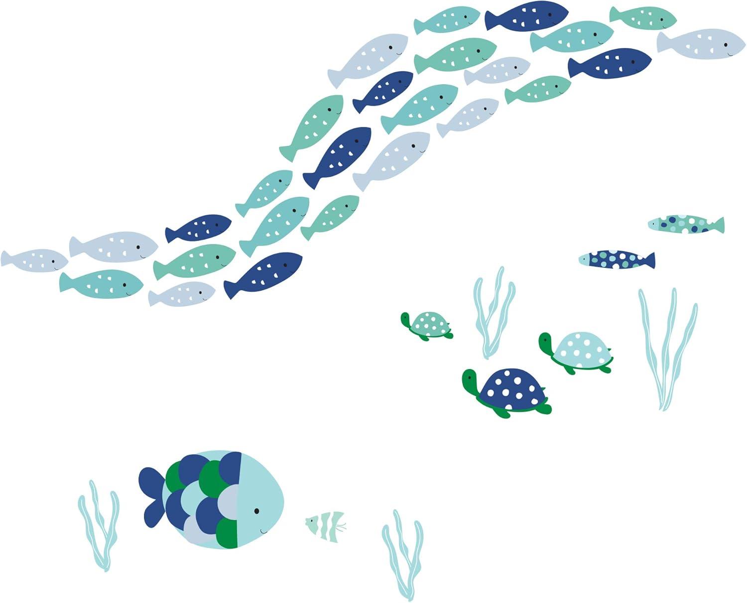 Lambs & Ivy Oceania Aqua/Blue Aquatic Fish Wall Decals/Stickers