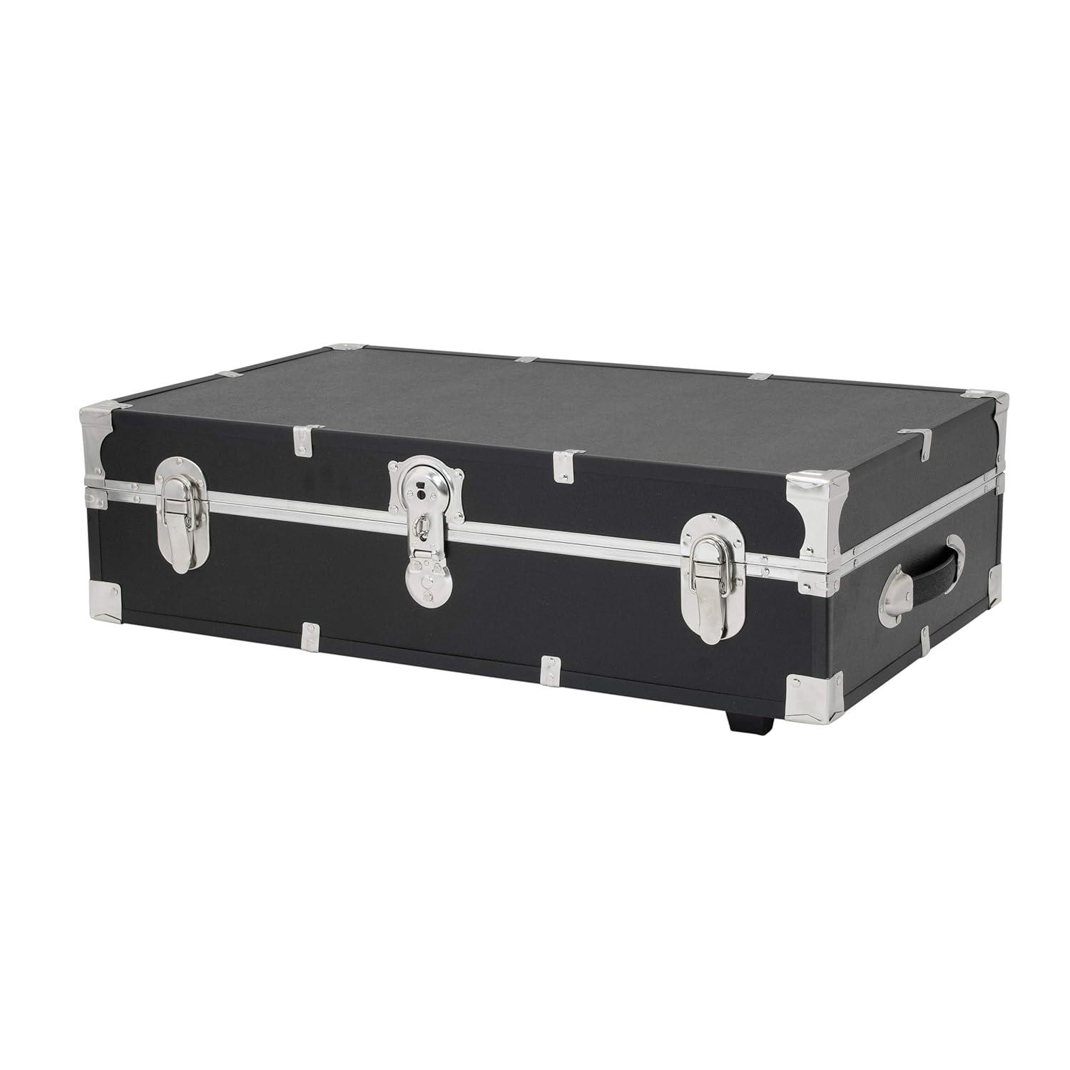 31 in. Under the Bed Trunk with Wheels & Lock, Black