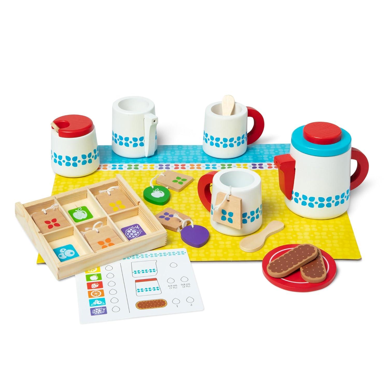 Melissa & Doug 22 Piece Wooden Steep and Serve Tea Set