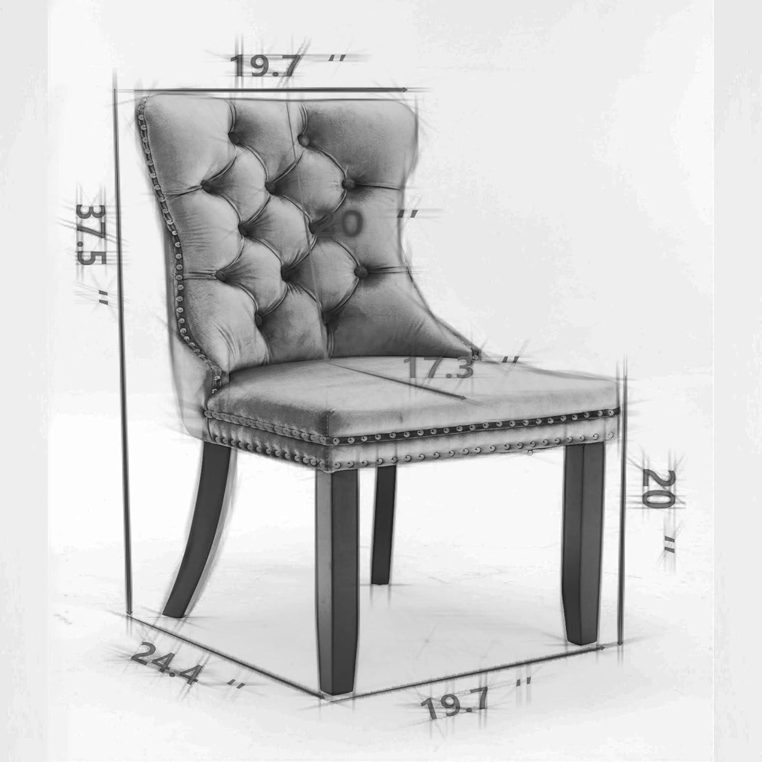 Velvet Upholstered Wing Back Dining Chair (Set of 6)
