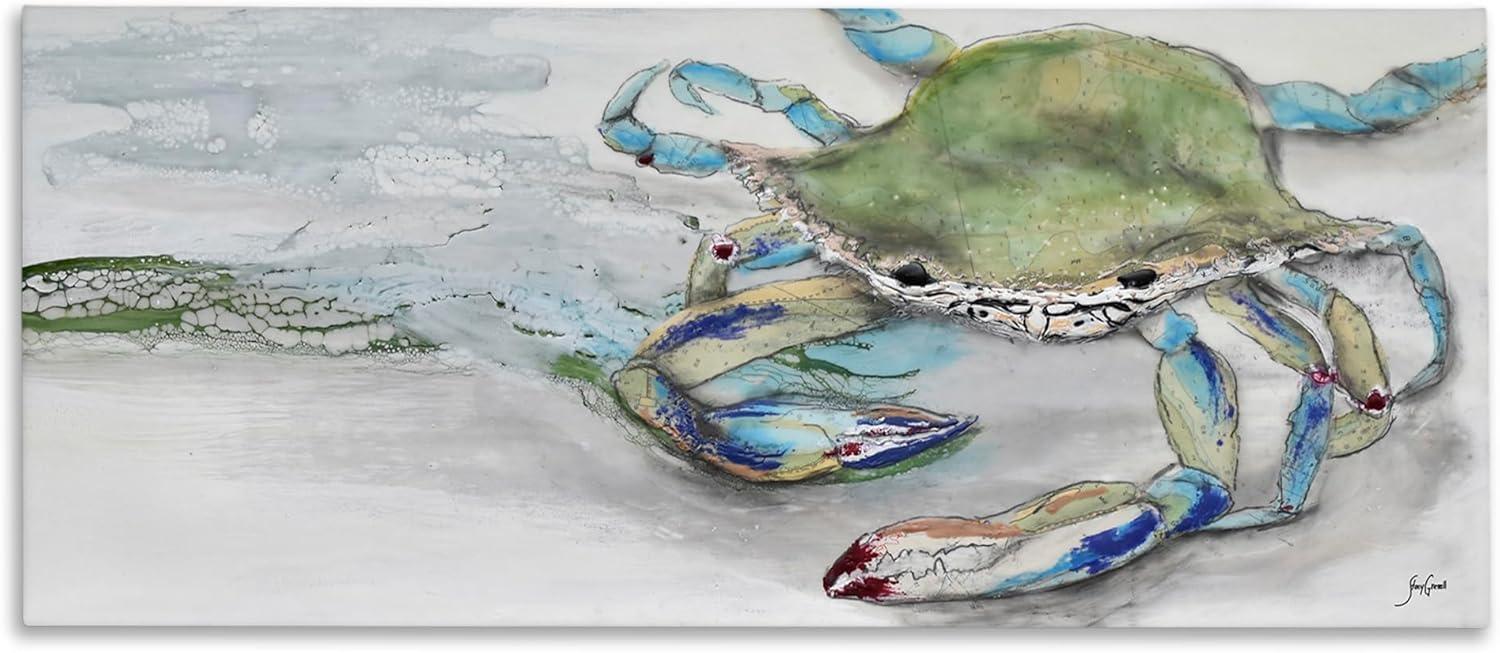 Stupell Industries Vivid Crab Beach Shoreline Nautical Landscape Scene Painting Gallery Wrapped Canvas Print Wall Art, Design by Stacy Gresell