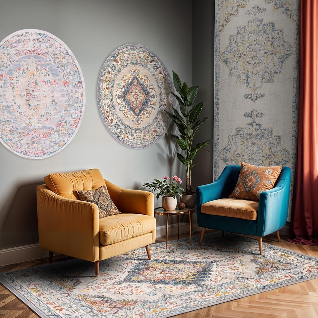 Livabliss 3'11"x5'7" Worsham Traditional Rug Orange: Medium Pile, Fade & Stain-Resistant, Indoor Use