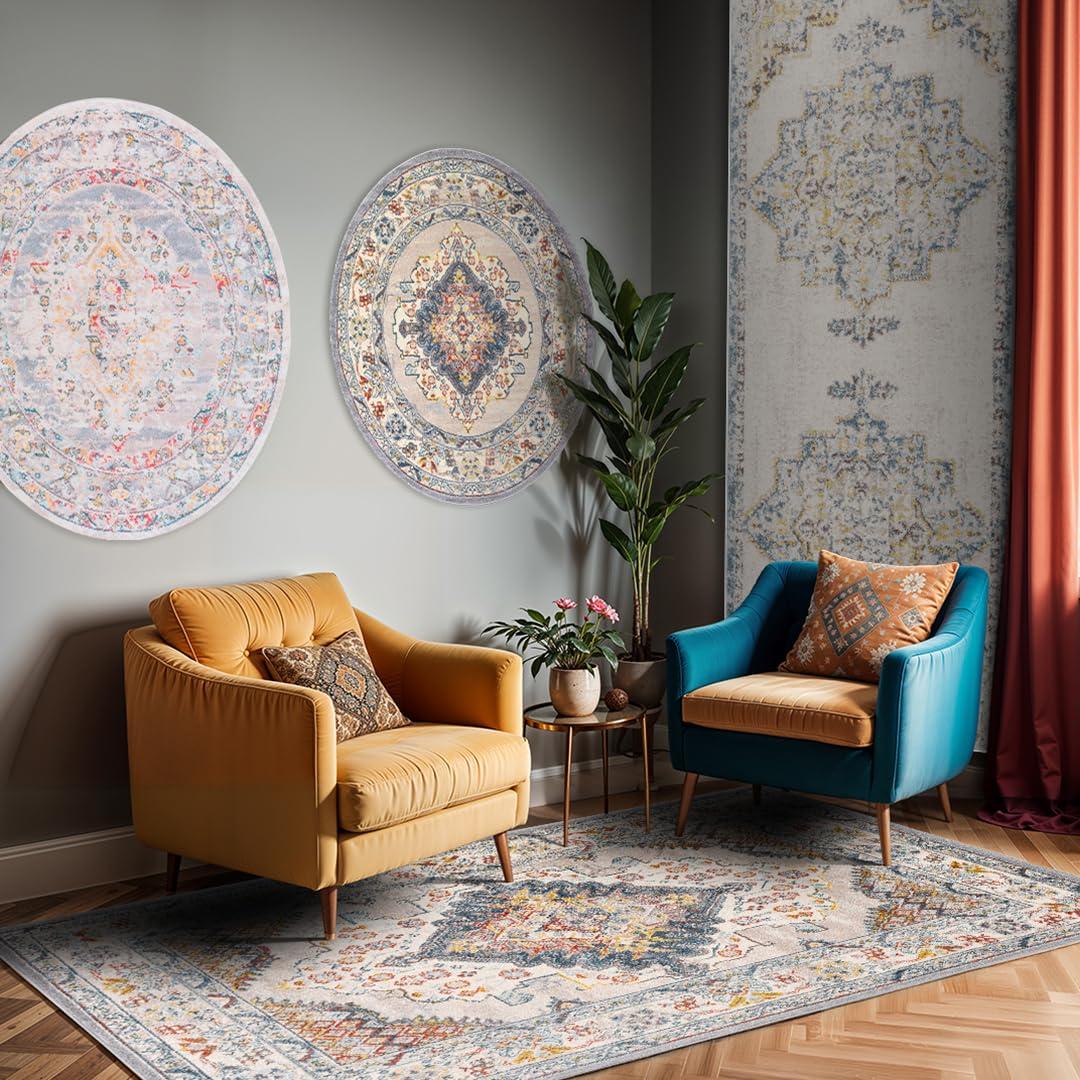 Livabliss 3'11"x5'7" Worsham Traditional Rug Orange: Medium Pile, Fade & Stain-Resistant, Indoor Use