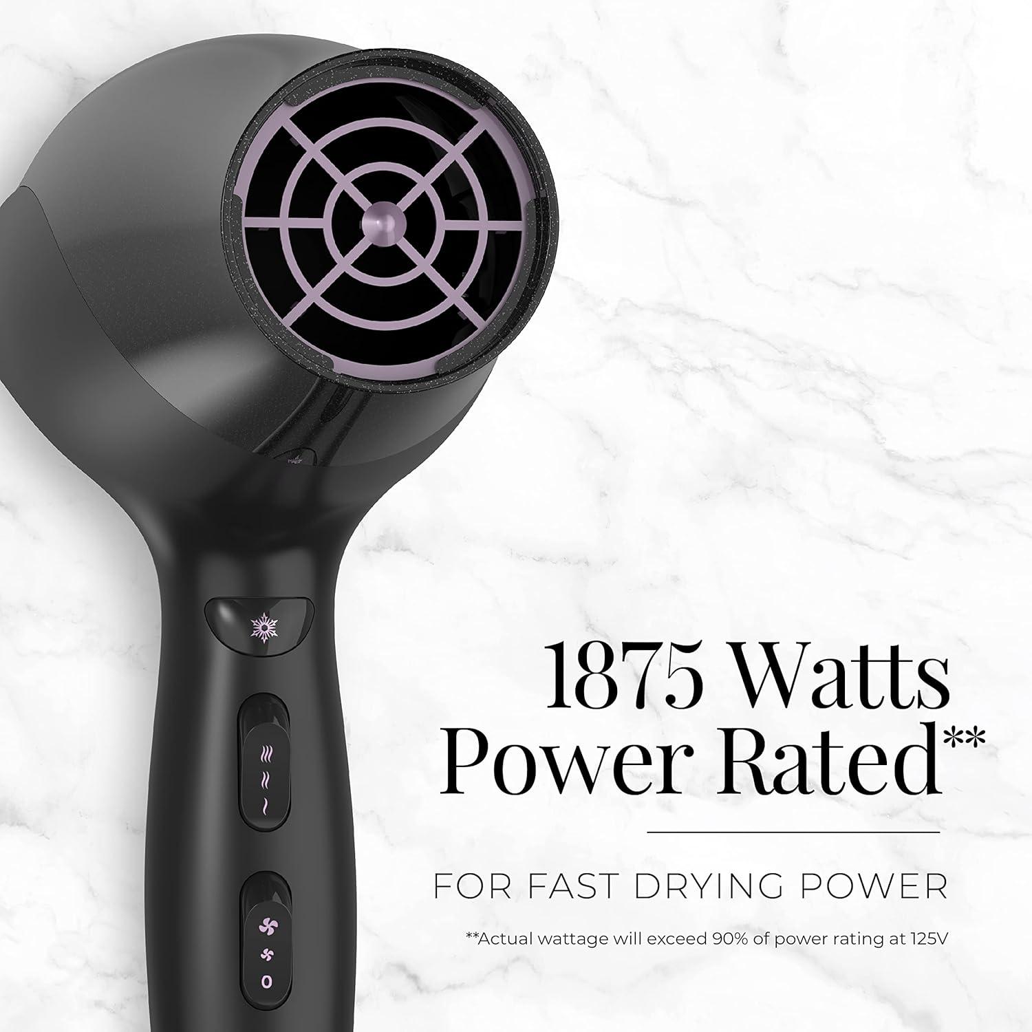 Remington D3190 Damage Protection Hair Dryer with Ceramic + Ionic + Tourmaline Technology, Black, 3 Piece Set, 1 Count (Pack of 1)