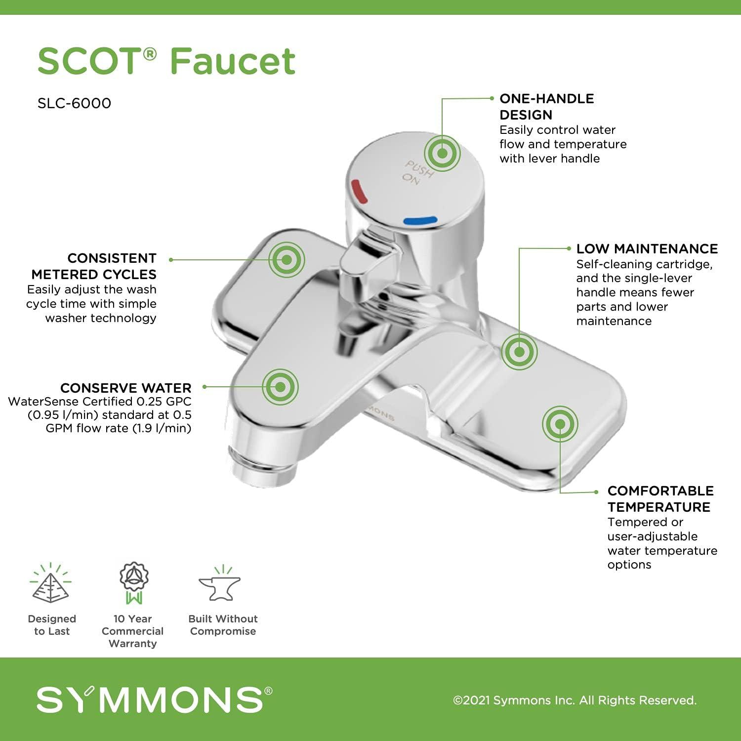 Symmons SCOT 4" Polished Chrome Single Handle Metering Bathroom Faucet