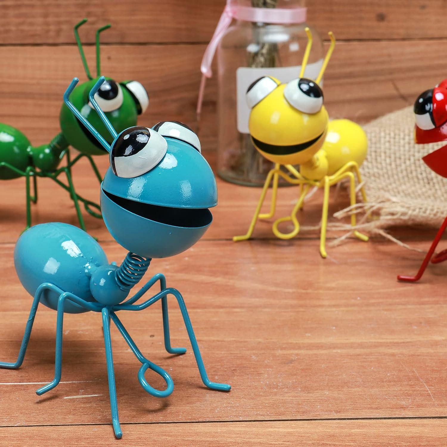 Colorful Metal Ant Outdoor Wall Sculptures Set of 4