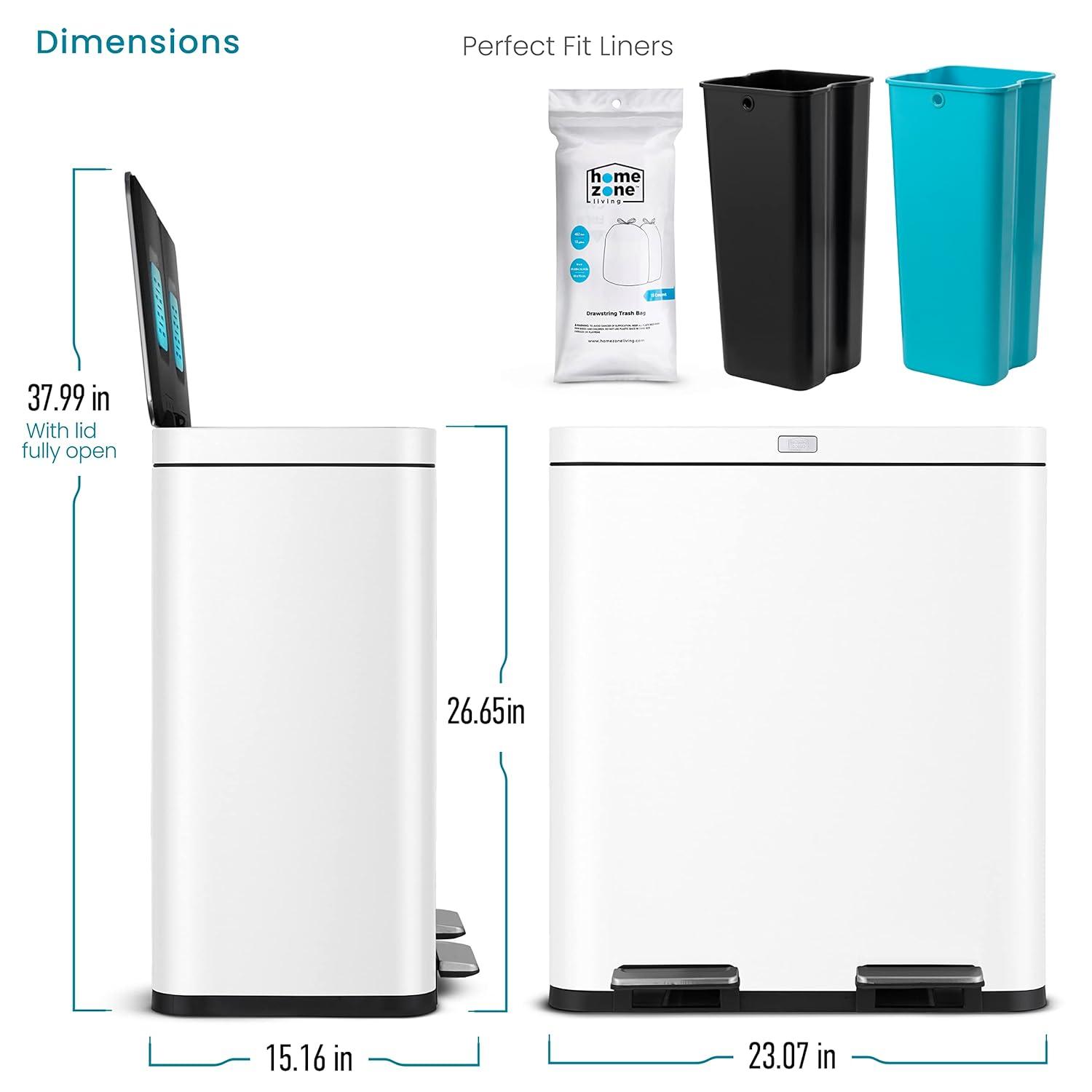 15.8 Gallon Stainless Steel Dual Kitchen Trash Can with CleanAura