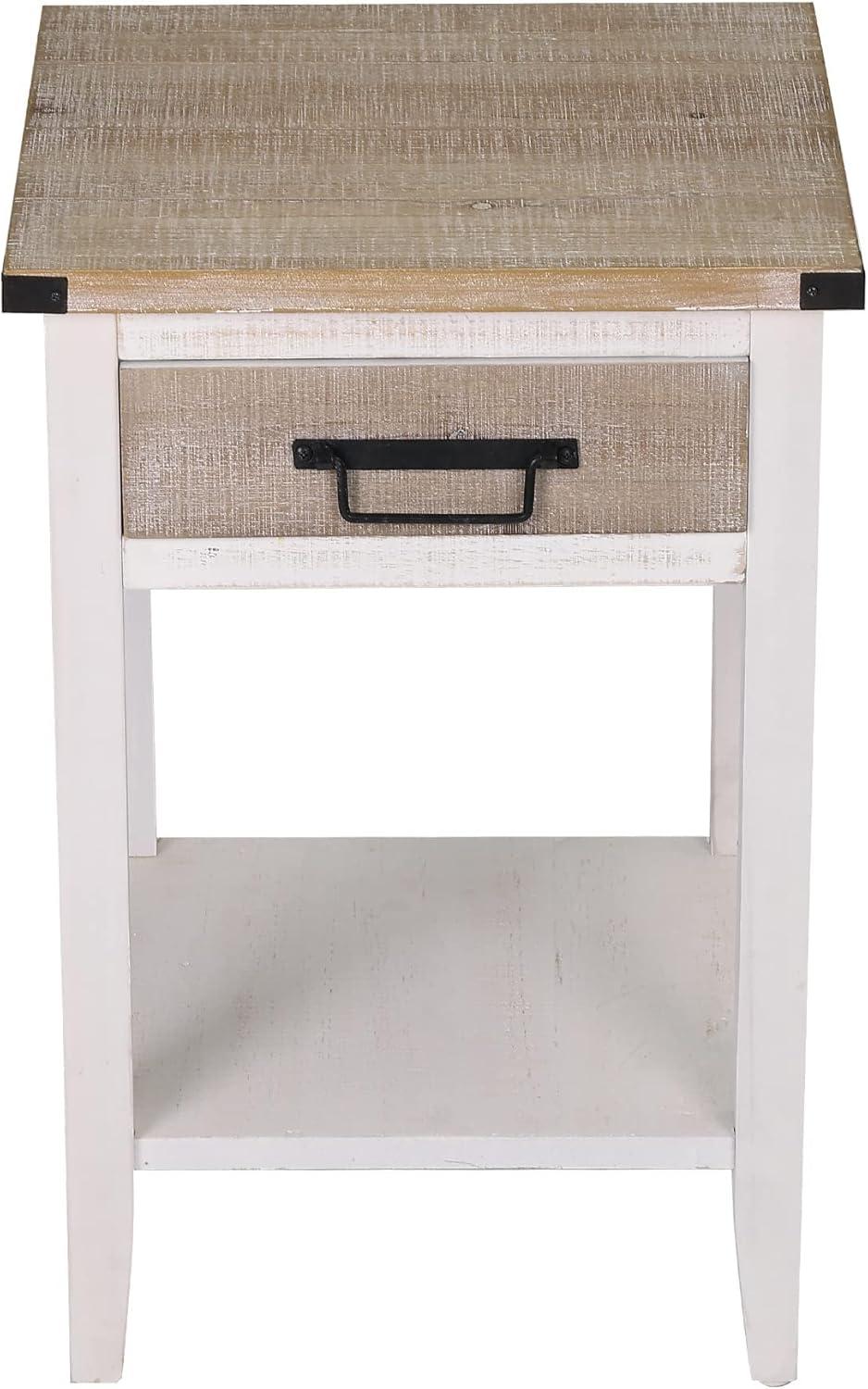 Vintage White Rustic Farmhouse 2-Drawer Bedside Table Set