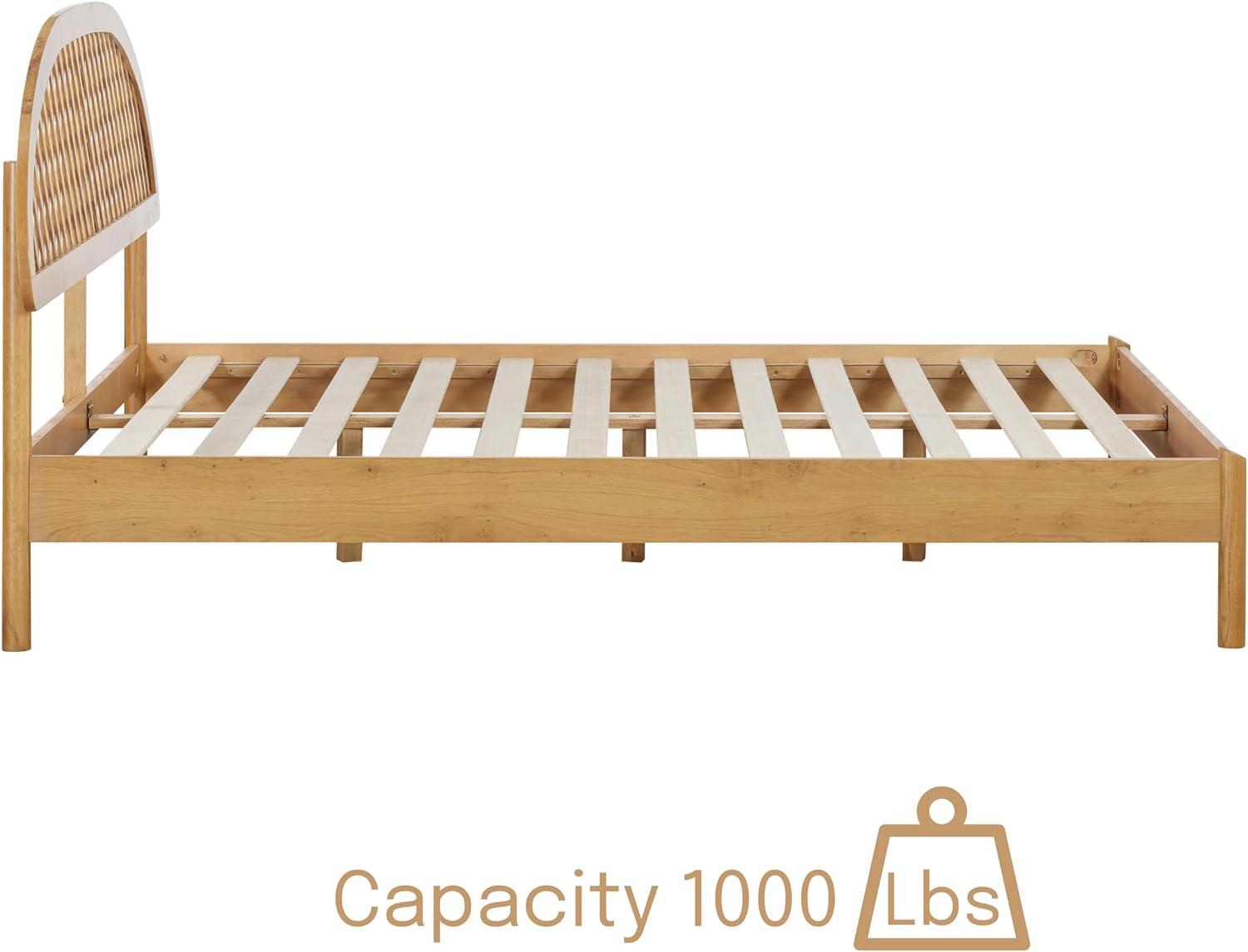 NTC Gem Solid Wood Bed Frame with Headboard and Silent Slats, 1000 Lbs. Capacity Bed Frame