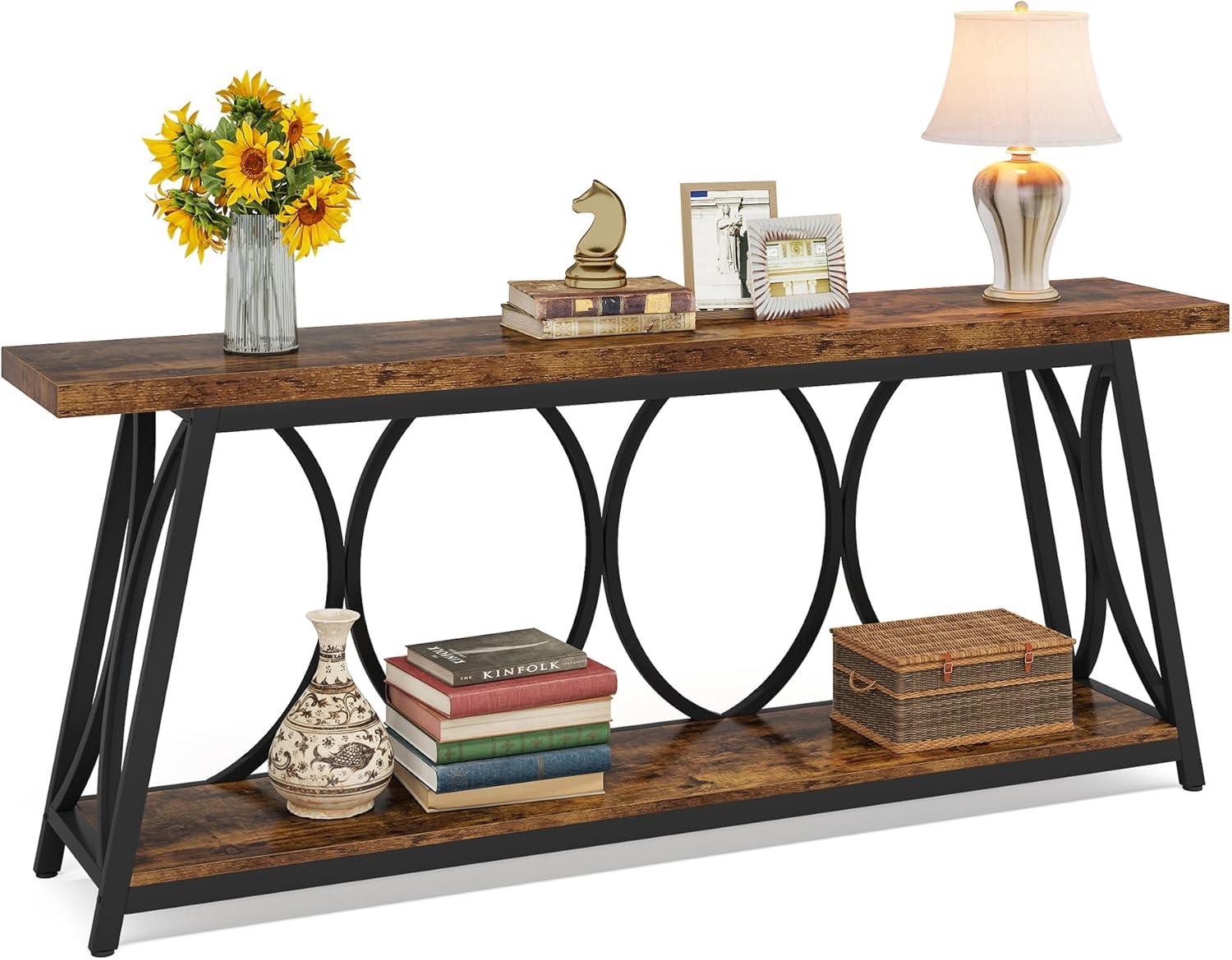 Tribesigns 70.9" Extra Long Console Sofa Table with 2 Tier Storage Shelf