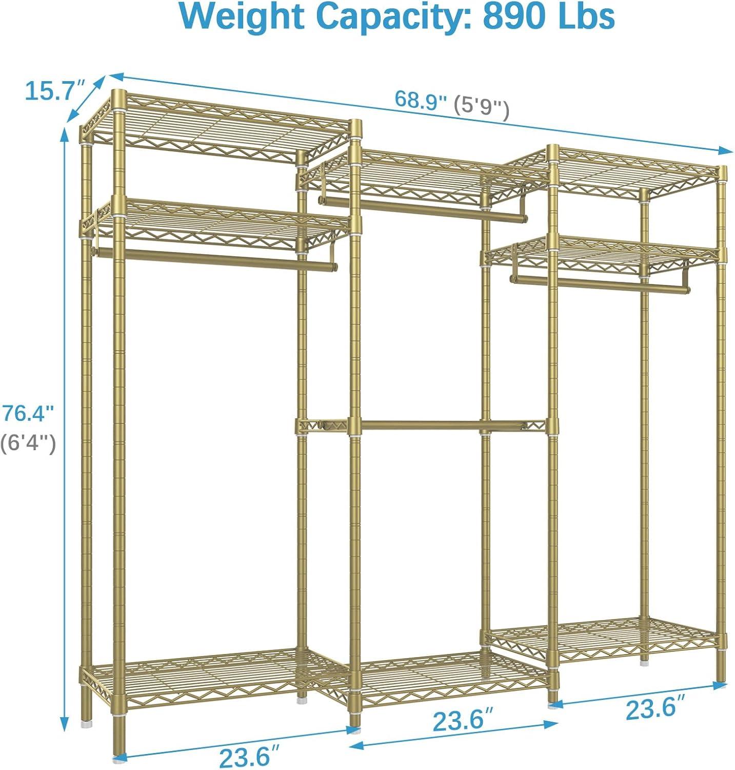VIPEK V5i Garment Rack Heavy Duty Clothes Rack, Portable Closet Wardrobe Bedroom Armoires Freestanding Clothing Rack, Gold